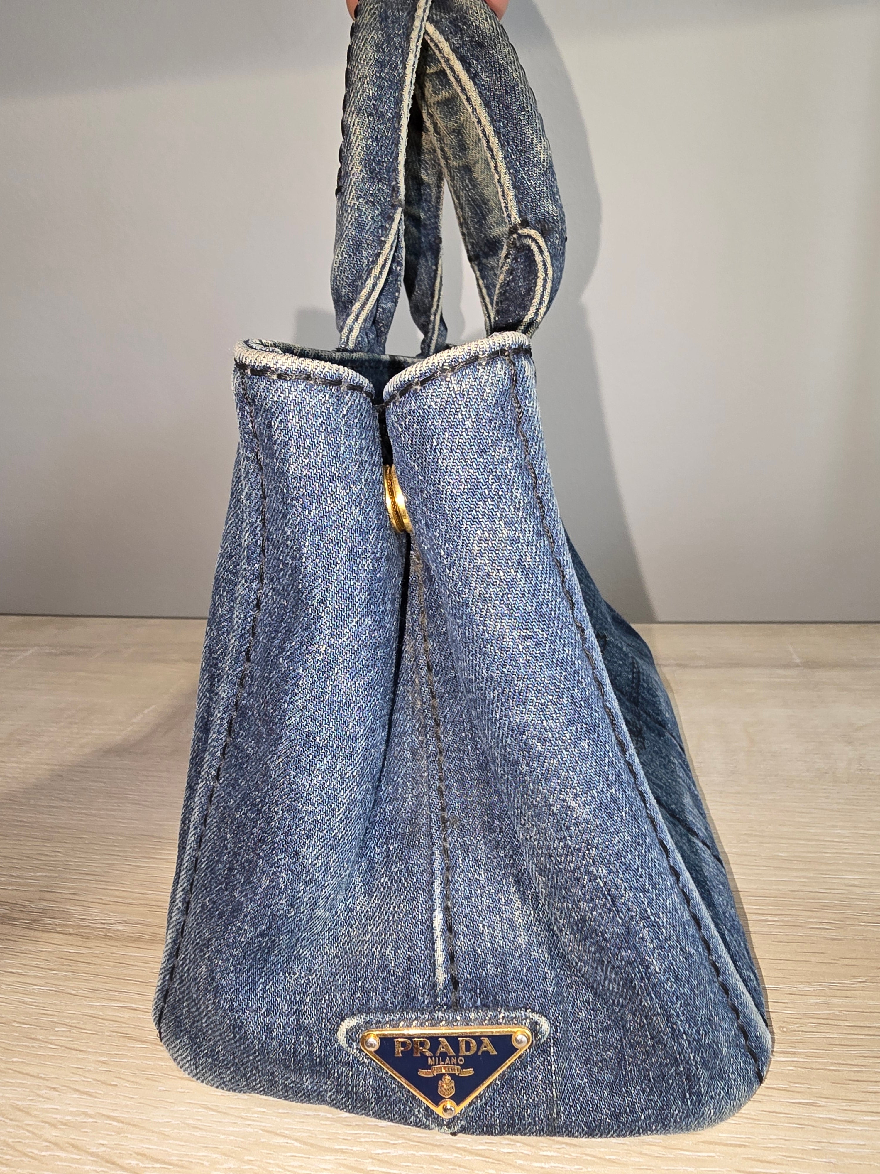 Prada Canapa Convertible Tote — Denim Medium