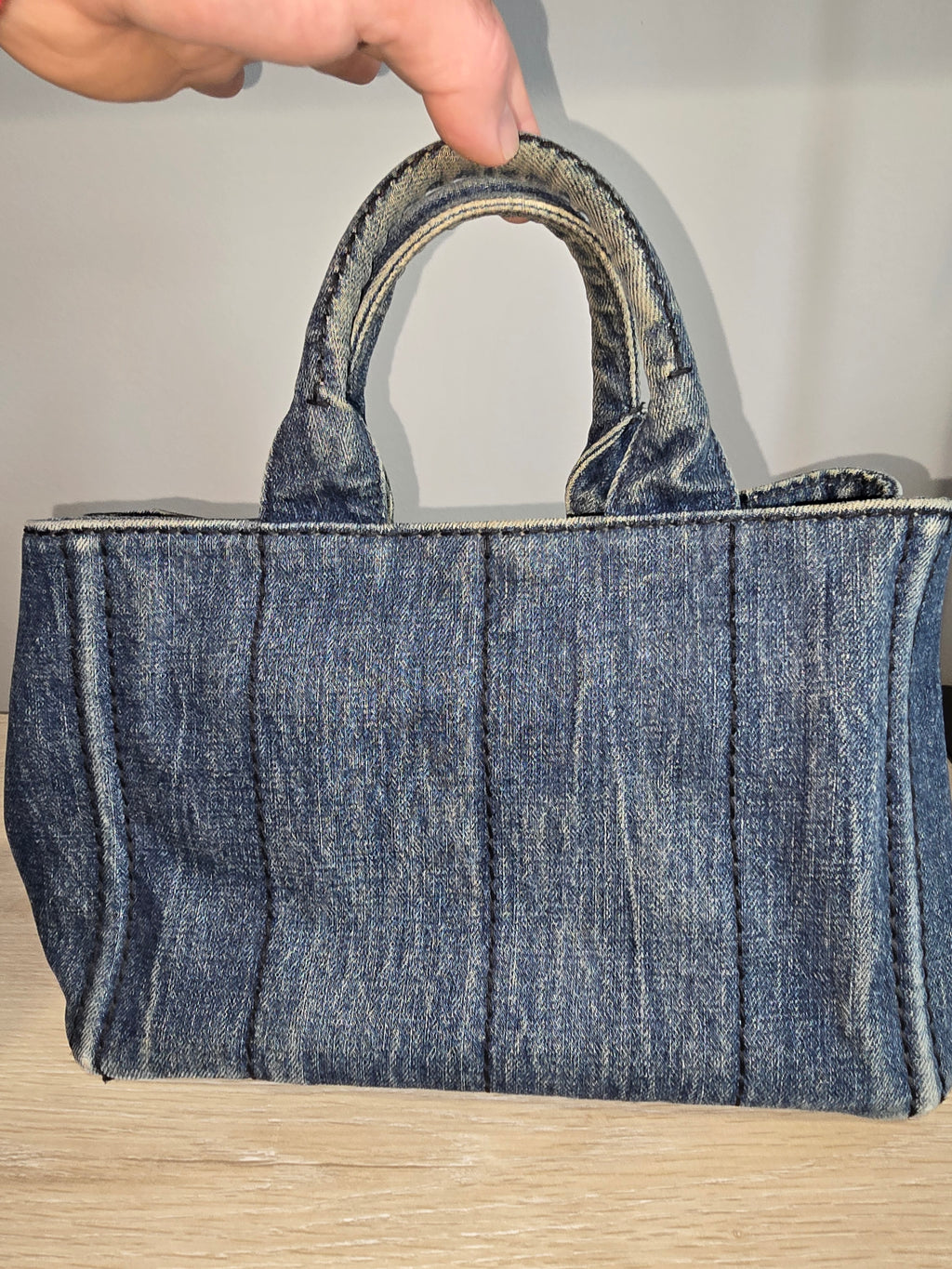 Prada Canapa Convertible Tote — Denim Medium