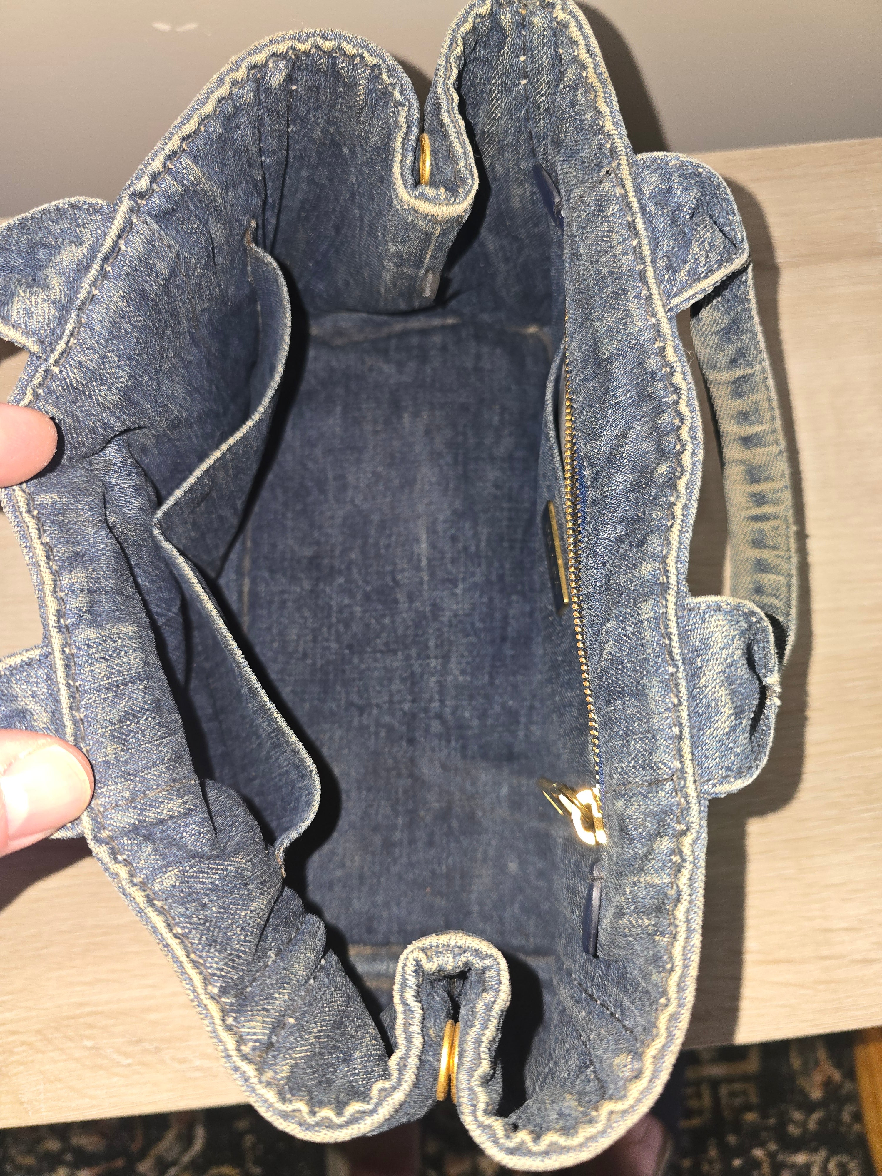 Prada Canapa Convertible Tote — Denim Medium