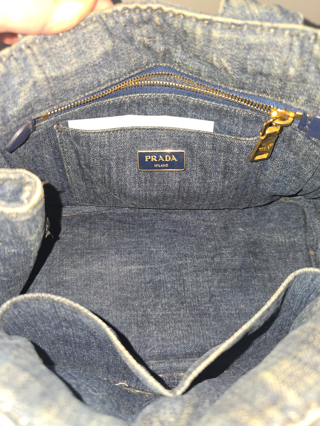 Prada Canapa Convertible Tote — Denim Medium