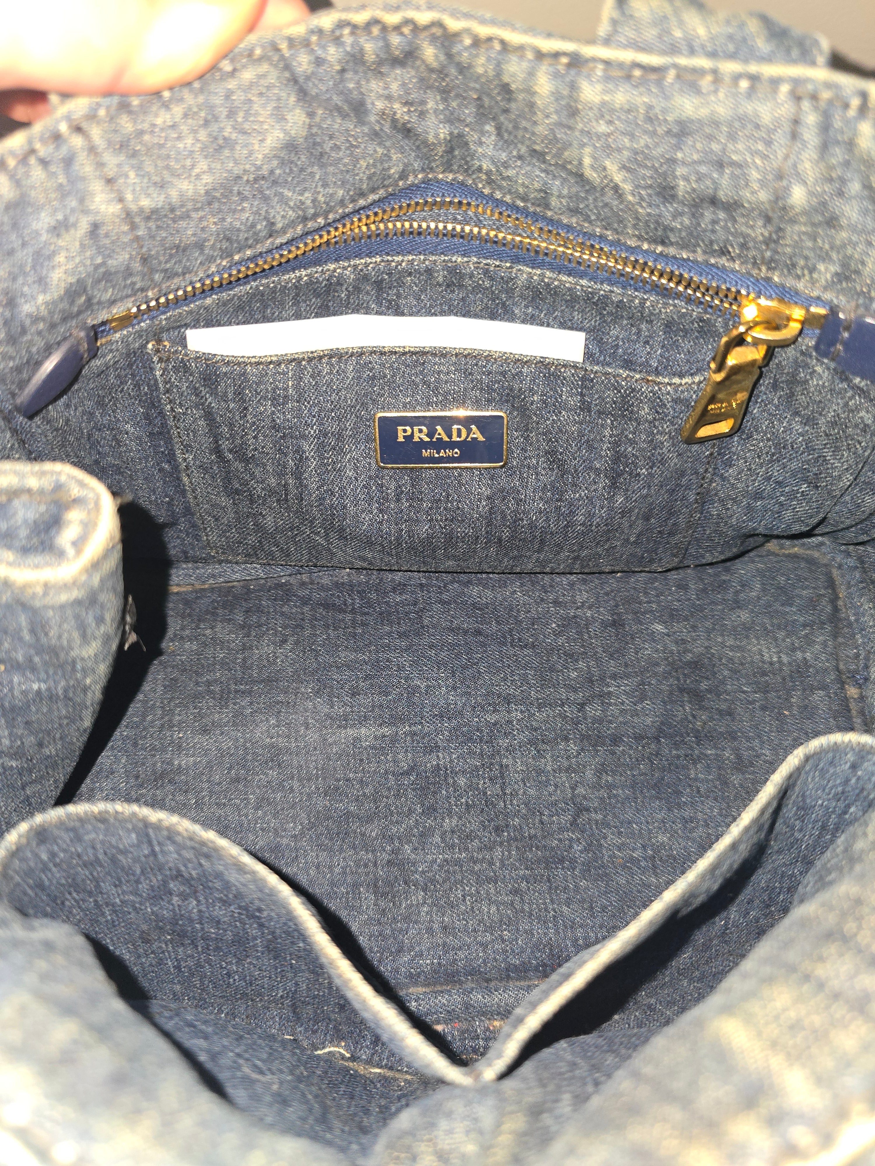 Prada Canapa Convertible Tote — Denim Medium