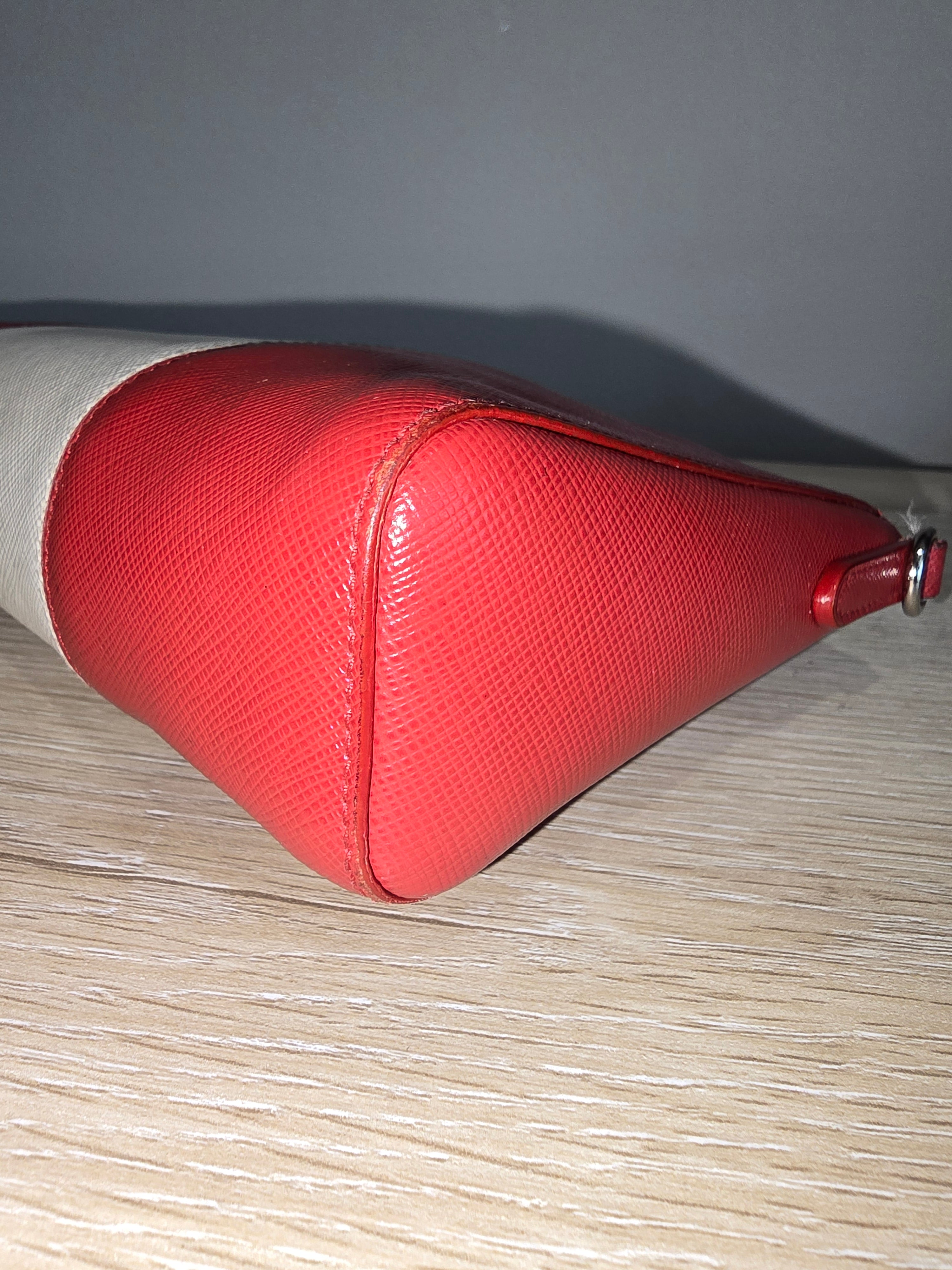 Prada Saffiano Lux Crossbody — Red & White