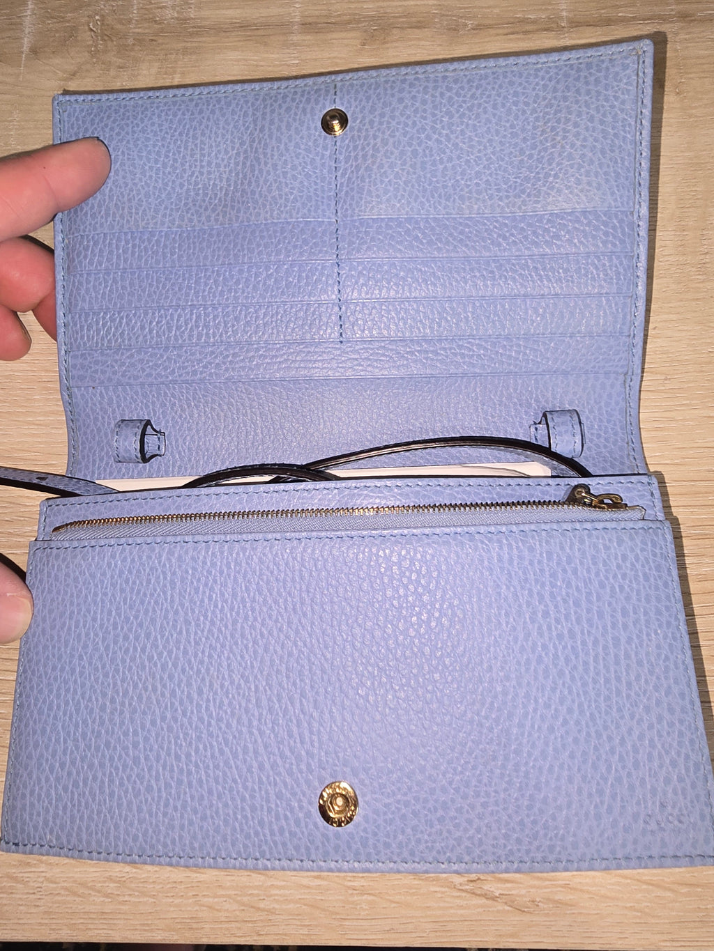 Gucci Swing Wallet on Strap — Baby Blue