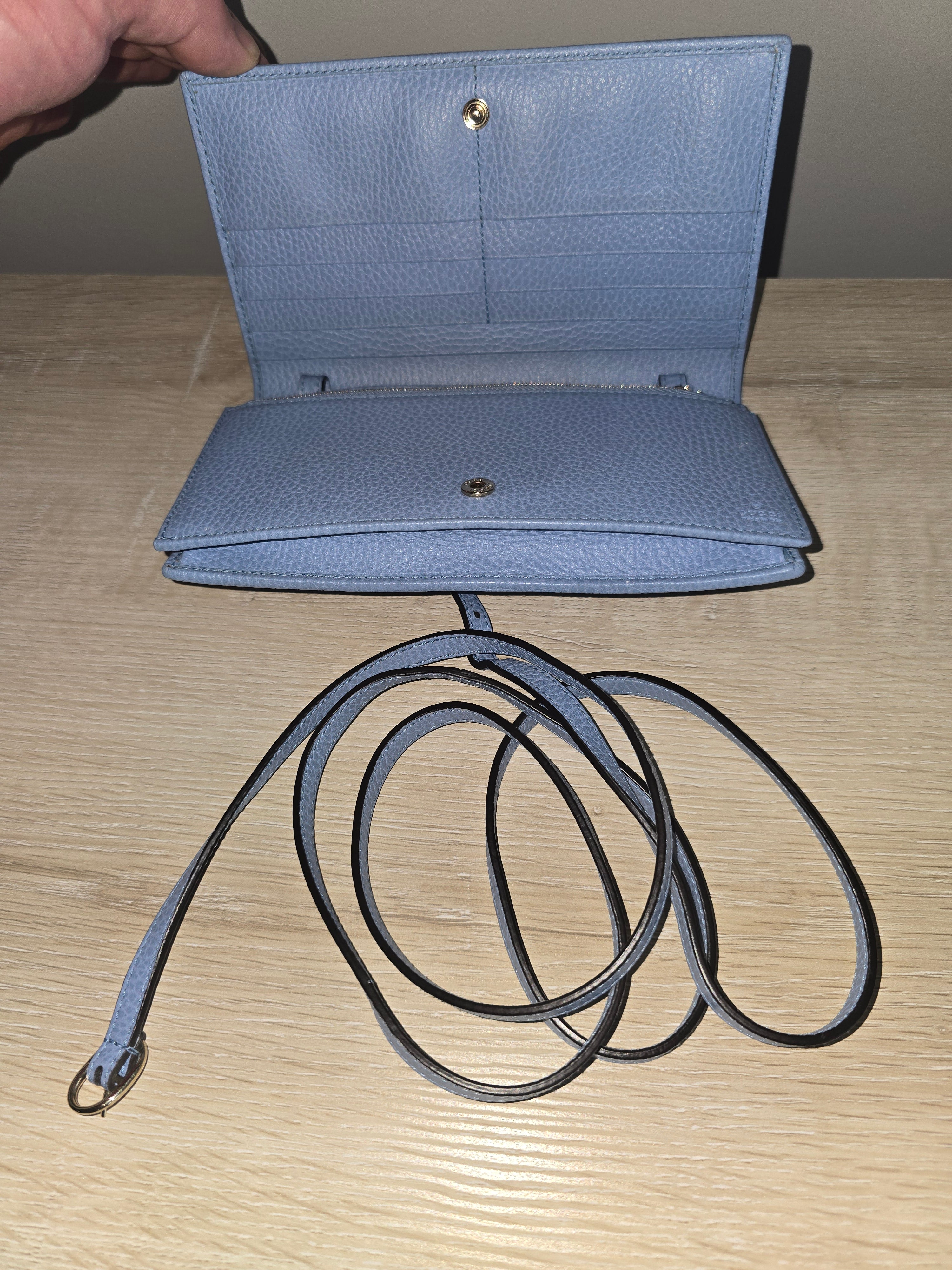 Gucci Swing Wallet on Strap — Baby Blue