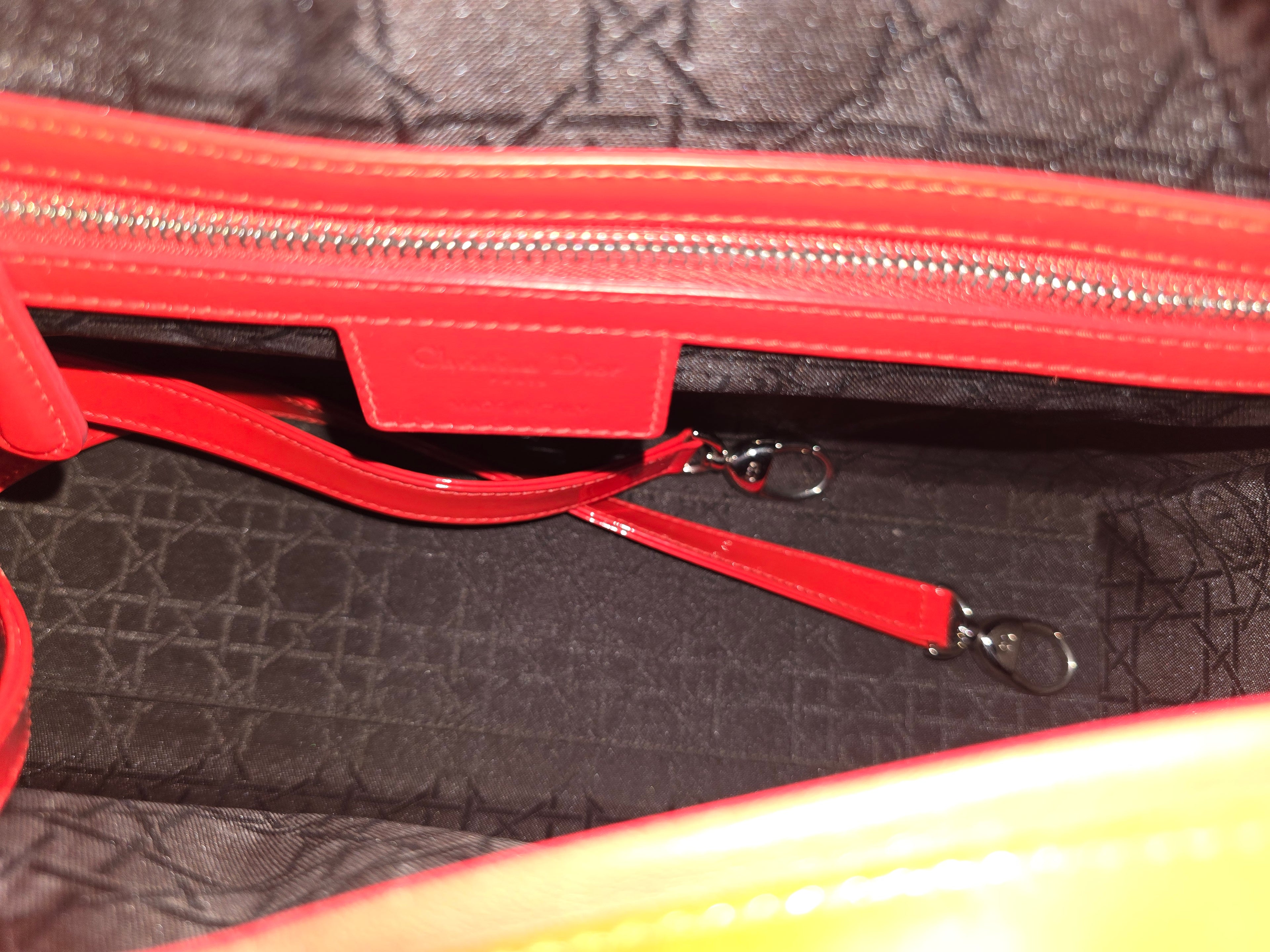 Christian Dior Patent Cannage Large Lady Dior — Red-Orange