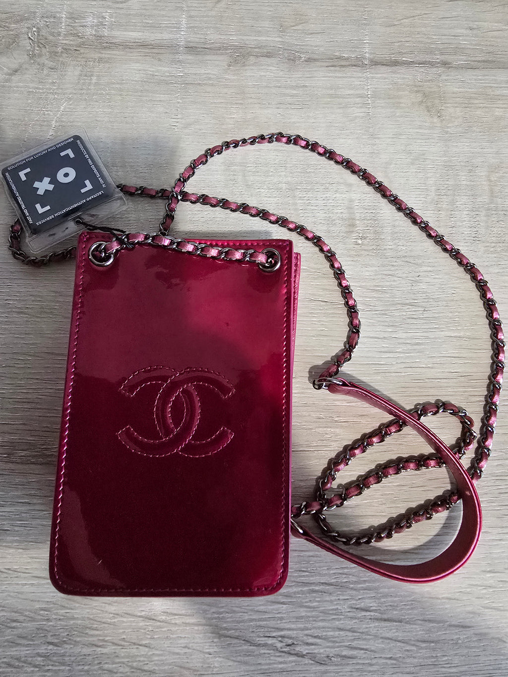 Chanel Pink Patent Leather Cell Phone Crossbody