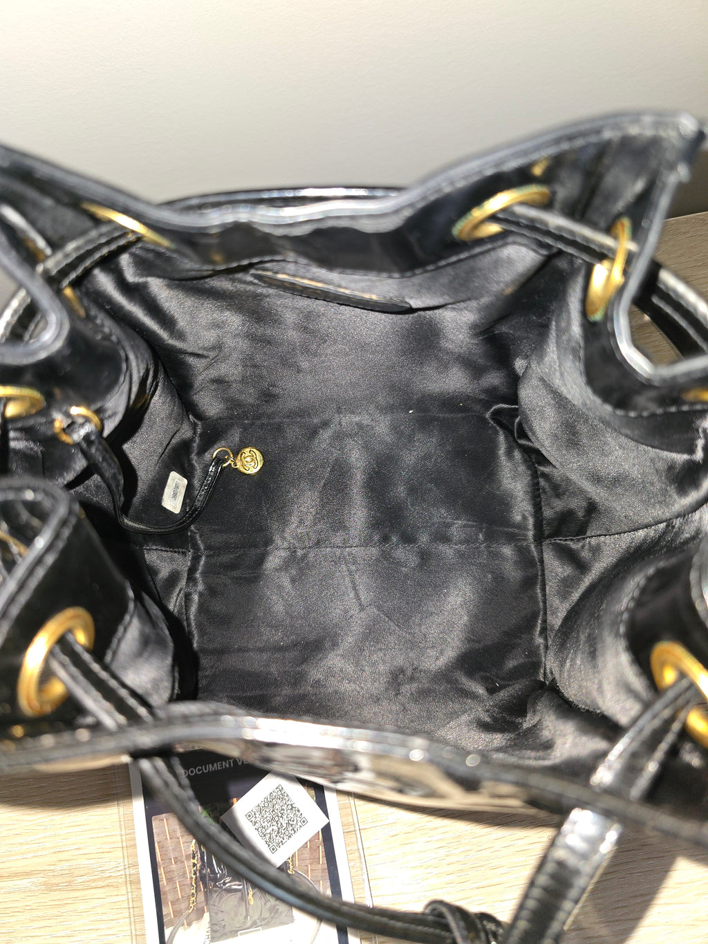 Chanel Black Patent Leather Bucket Bag