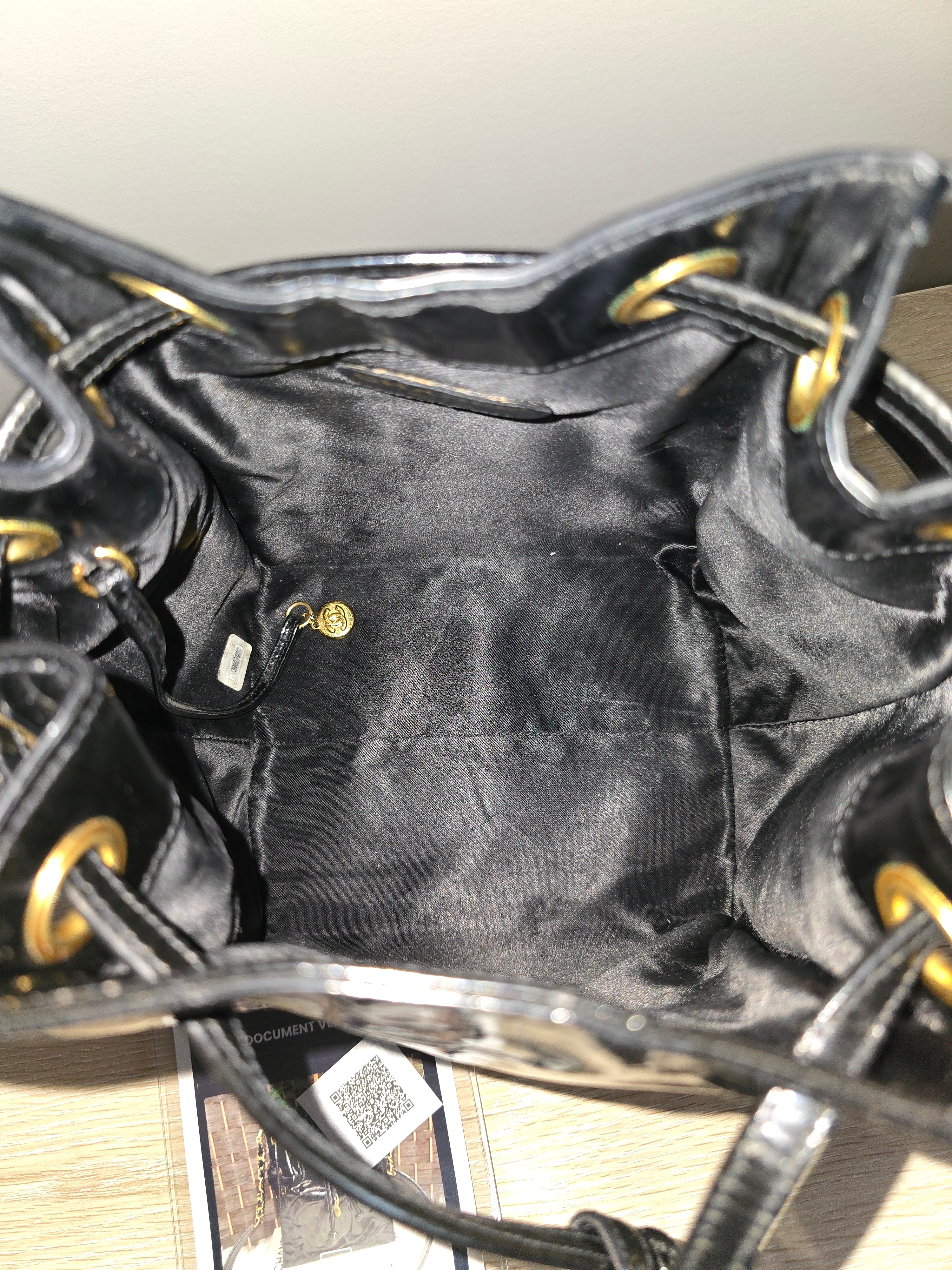 Chanel Black Patent Leather Bucket Bag