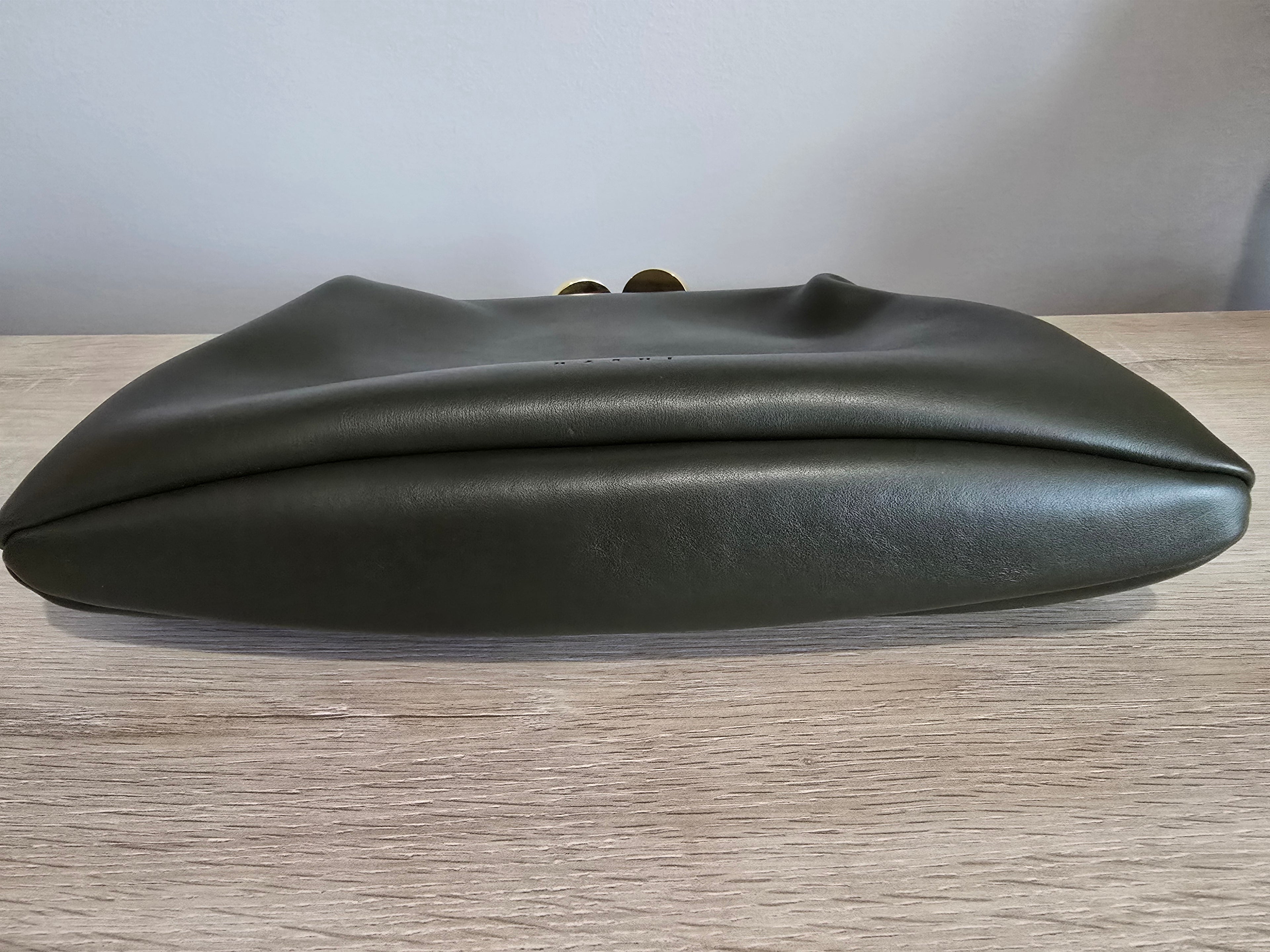 Marni Calfskin Kisslock Clutch — Dark Green
