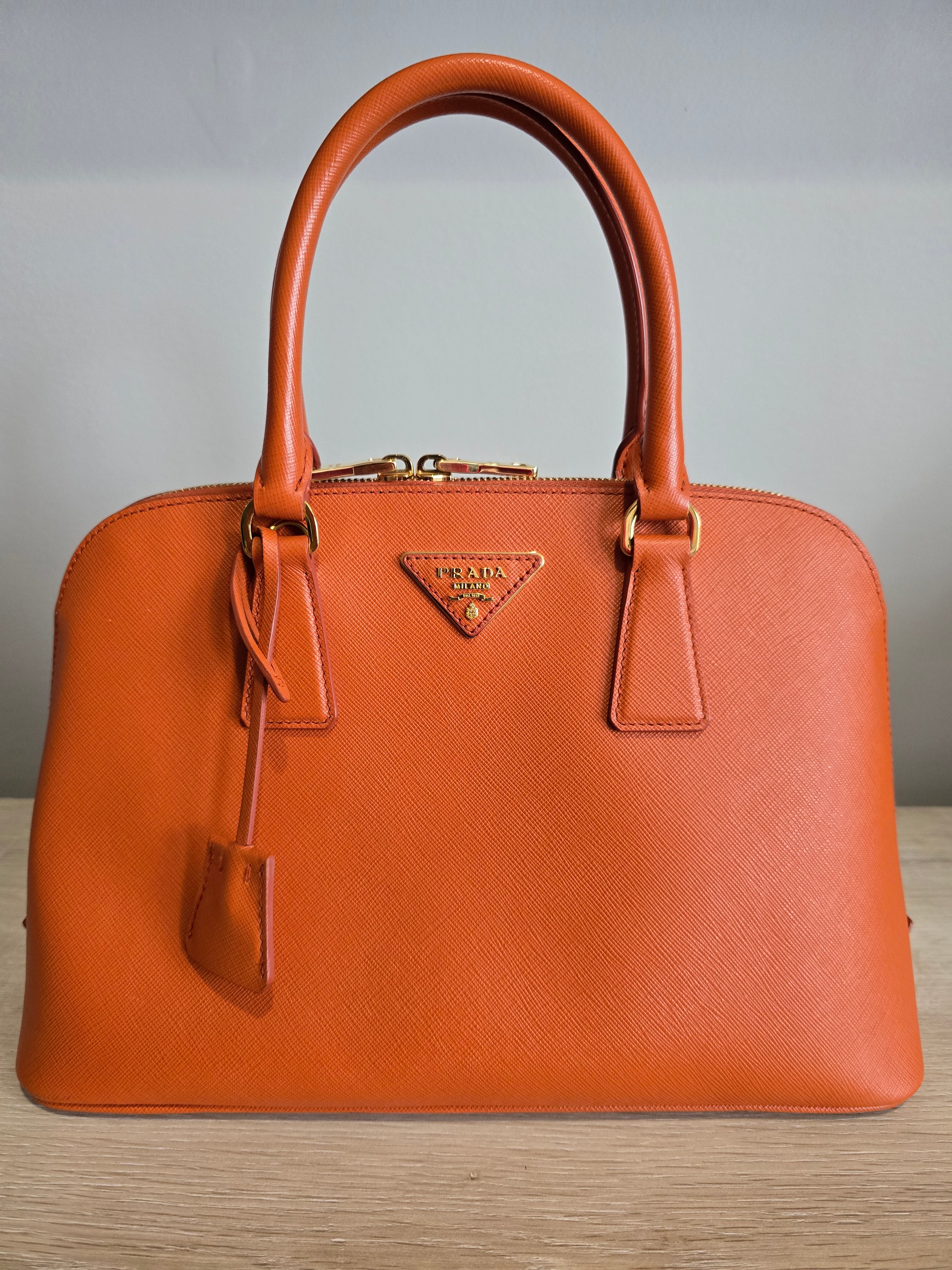 Prada Saffiano Shoulder Bag — Papaya