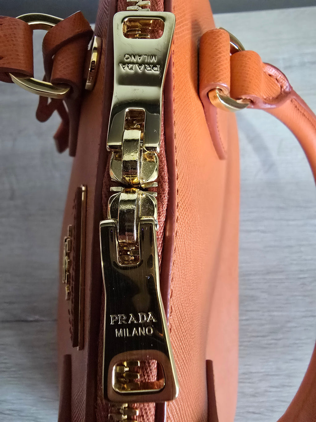 Prada Saffiano Shoulder Bag — Papaya