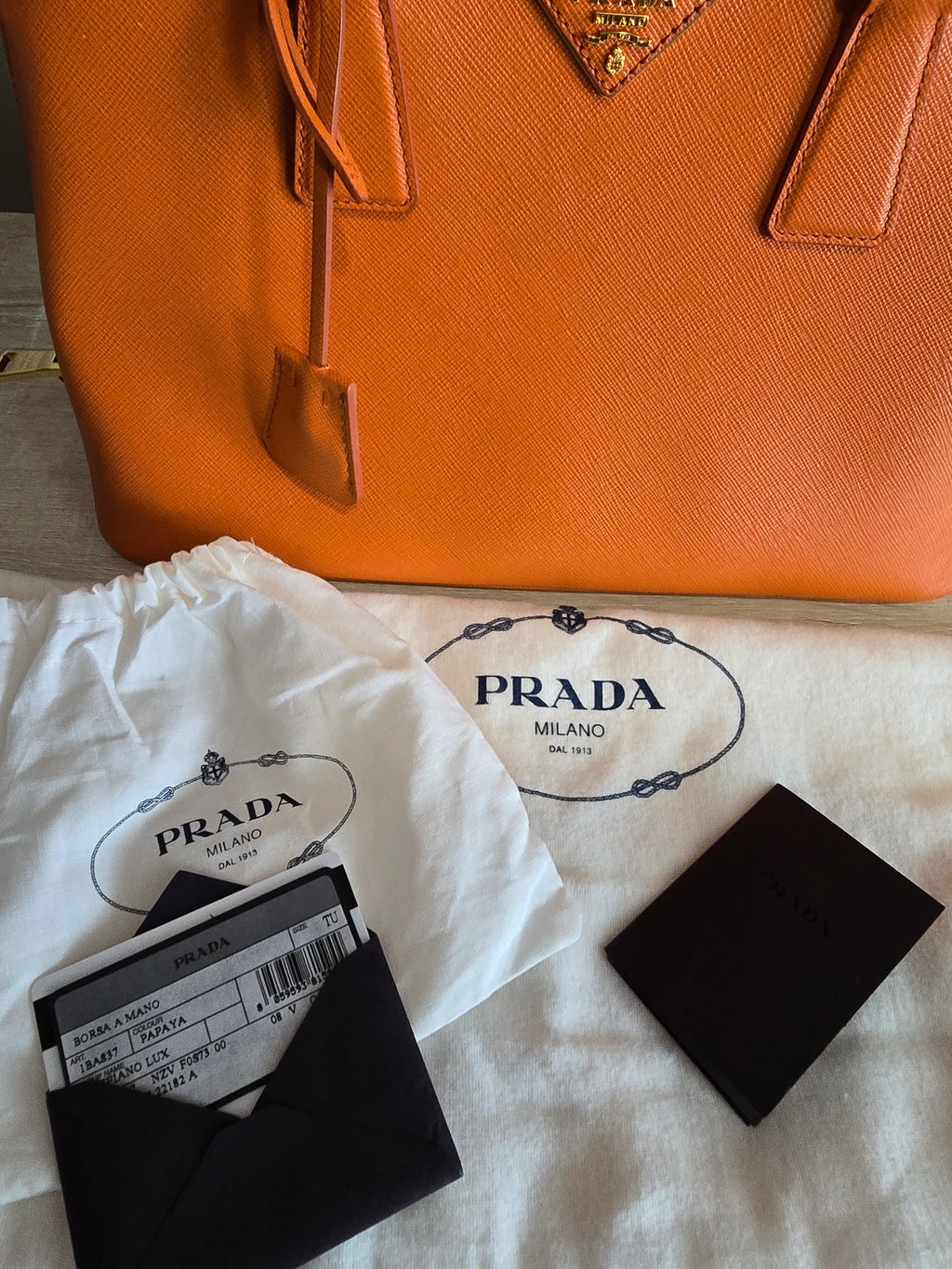 Prada Saffiano Shoulder Bag — Papaya