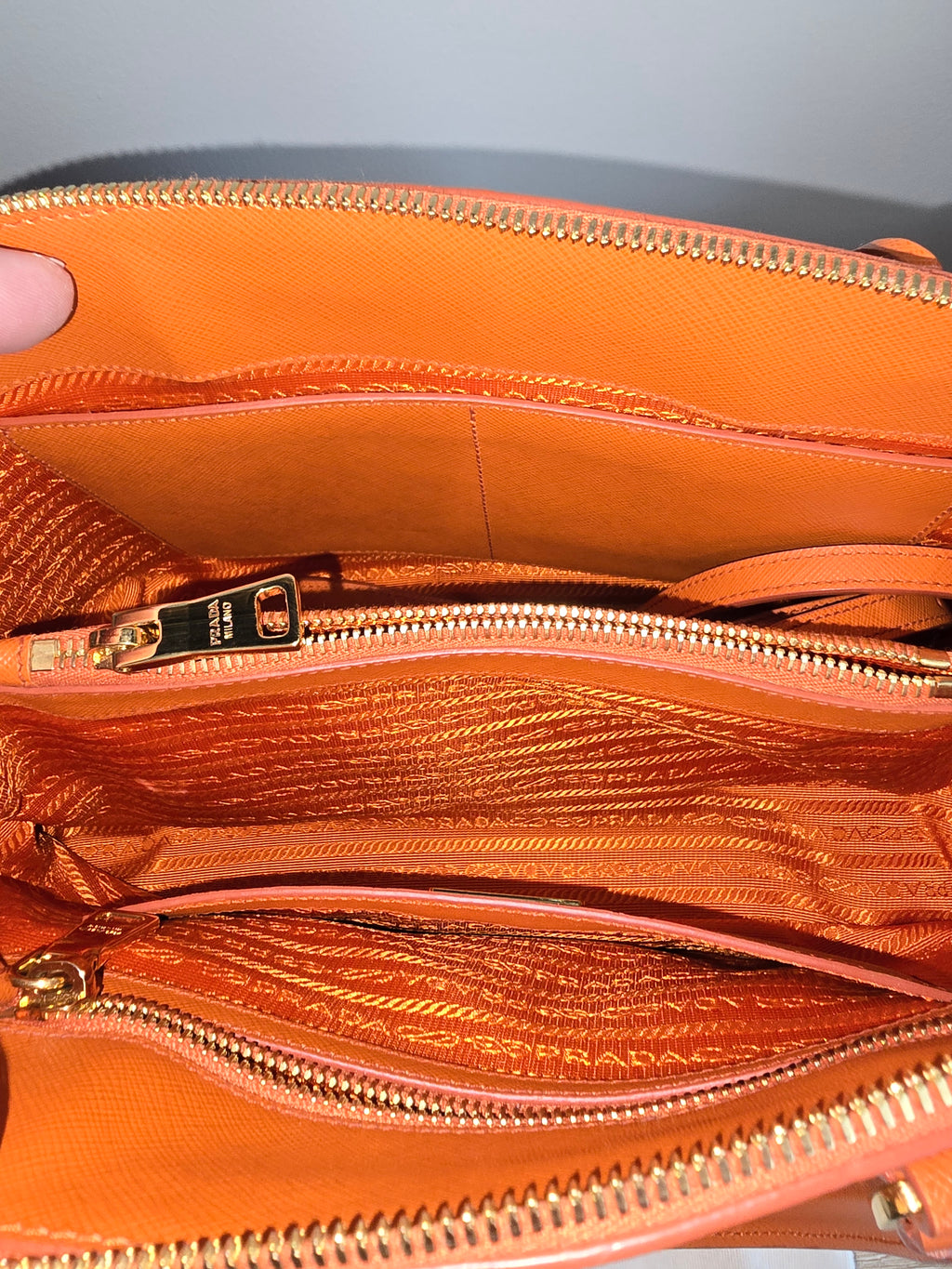 Prada Saffiano Shoulder Bag — Papaya