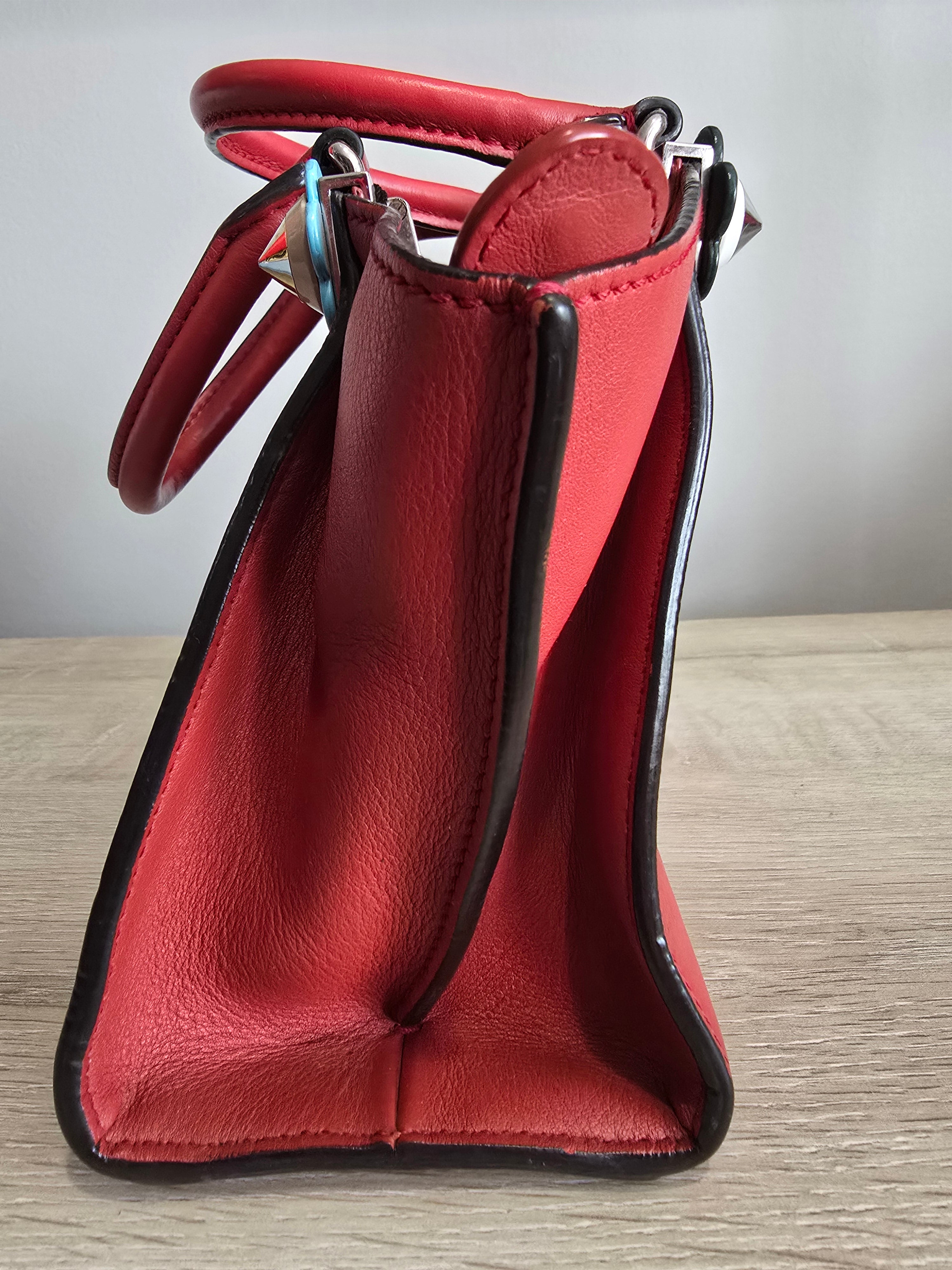 Fendi 3Jours Mini Floral Stud Tote — Red
