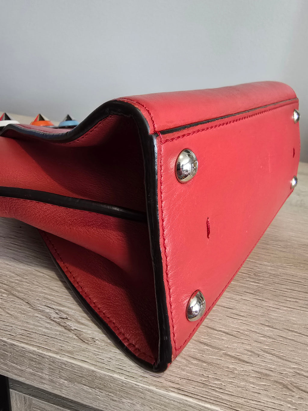 Fendi 3Jours Mini Floral Stud Tote — Red