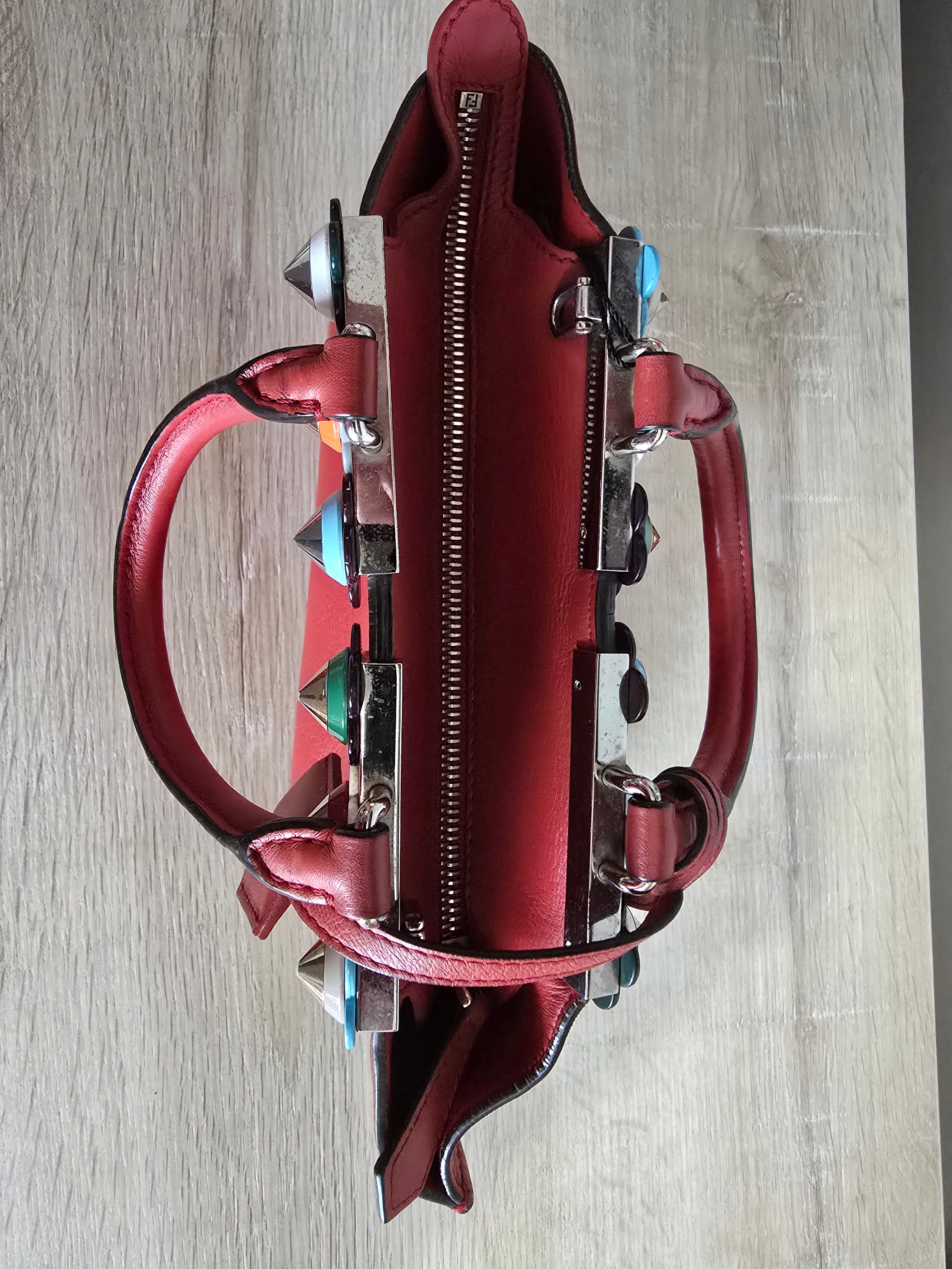 Fendi 3Jours Mini Floral Stud Tote — Red