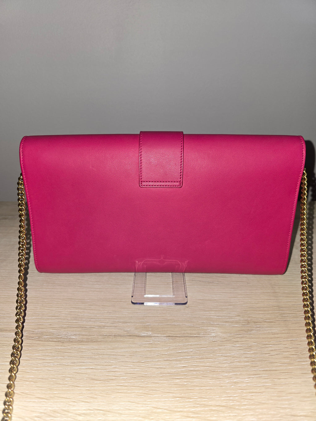 Saint Laurent Classic Y Ligne Clutch — Fuschia & Gold