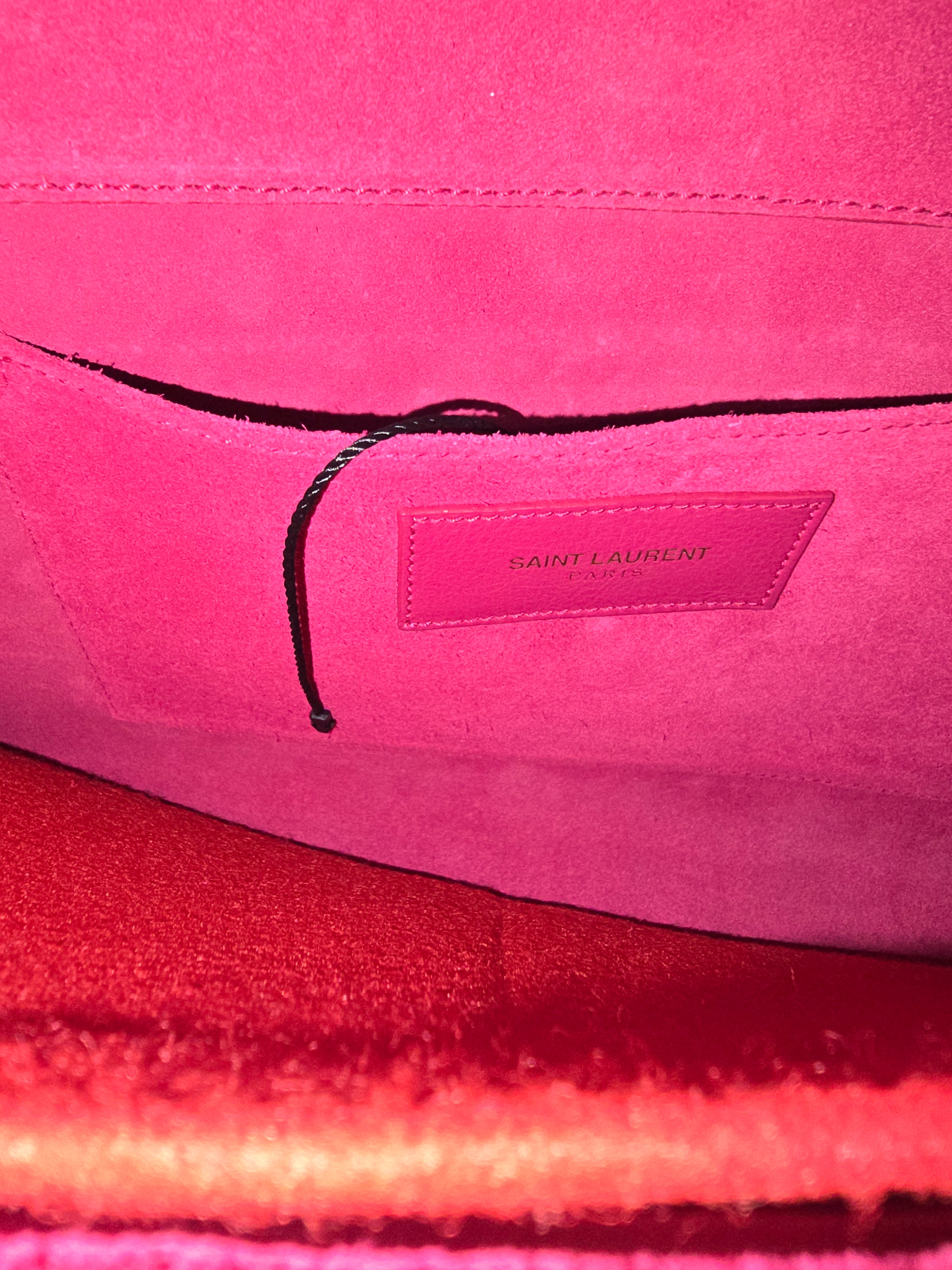 Saint Laurent Classic Y Ligne Clutch — Fuschia & Gold