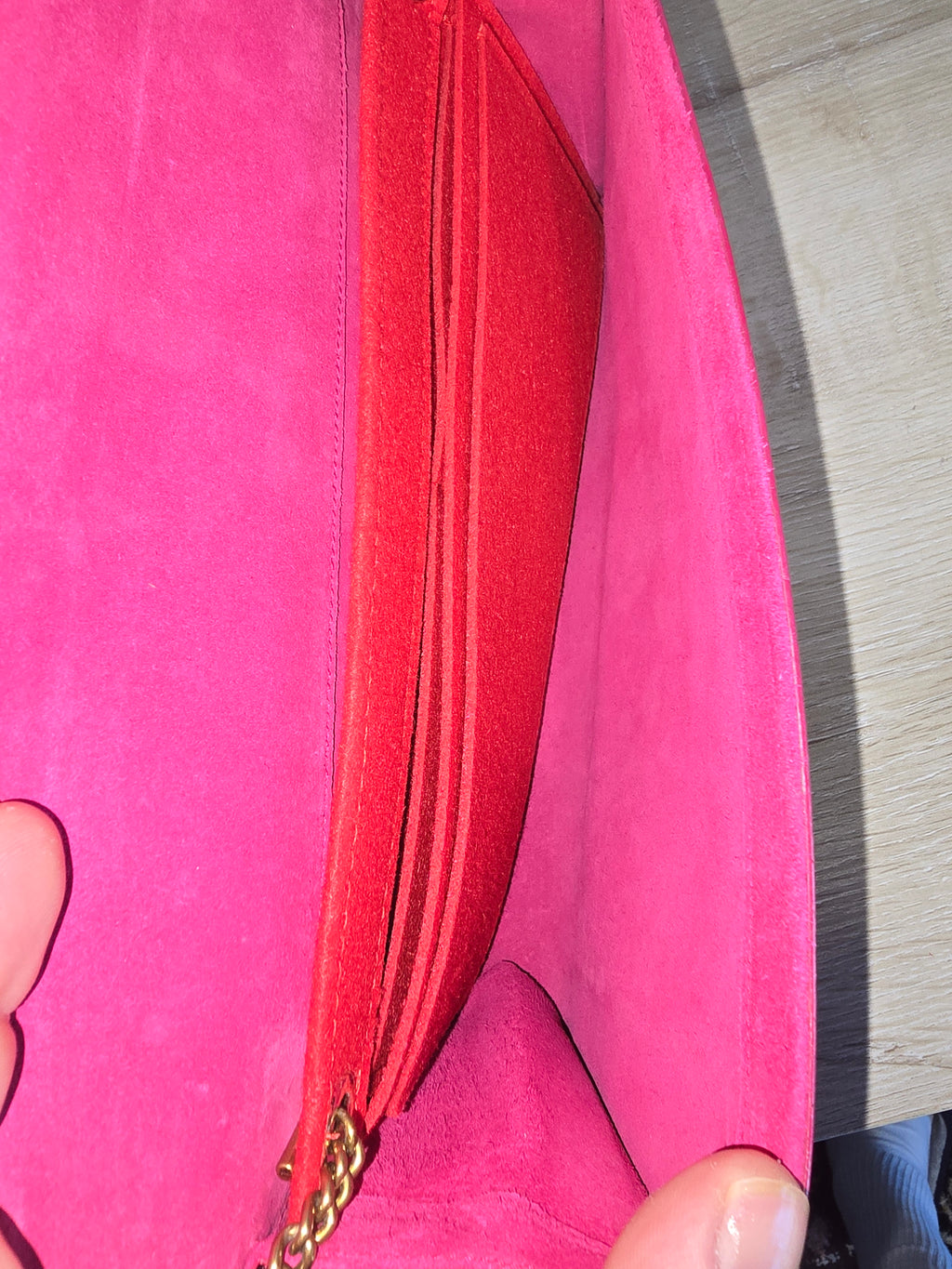 Saint Laurent Classic Y Ligne Clutch — Fuschia & Gold