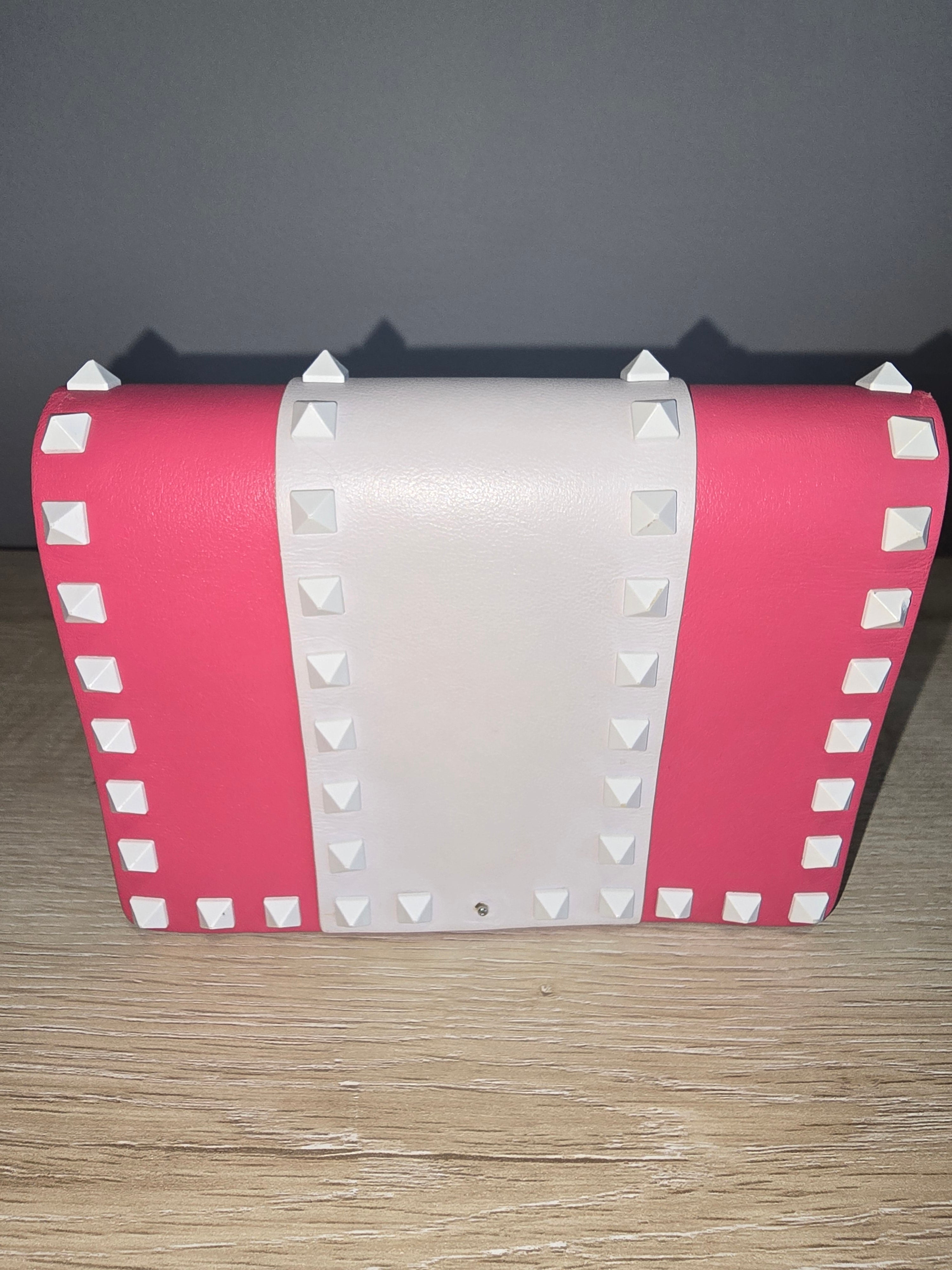 Valentino Garavani Free Rockstud Colorblock Mini Bag — Pink & White