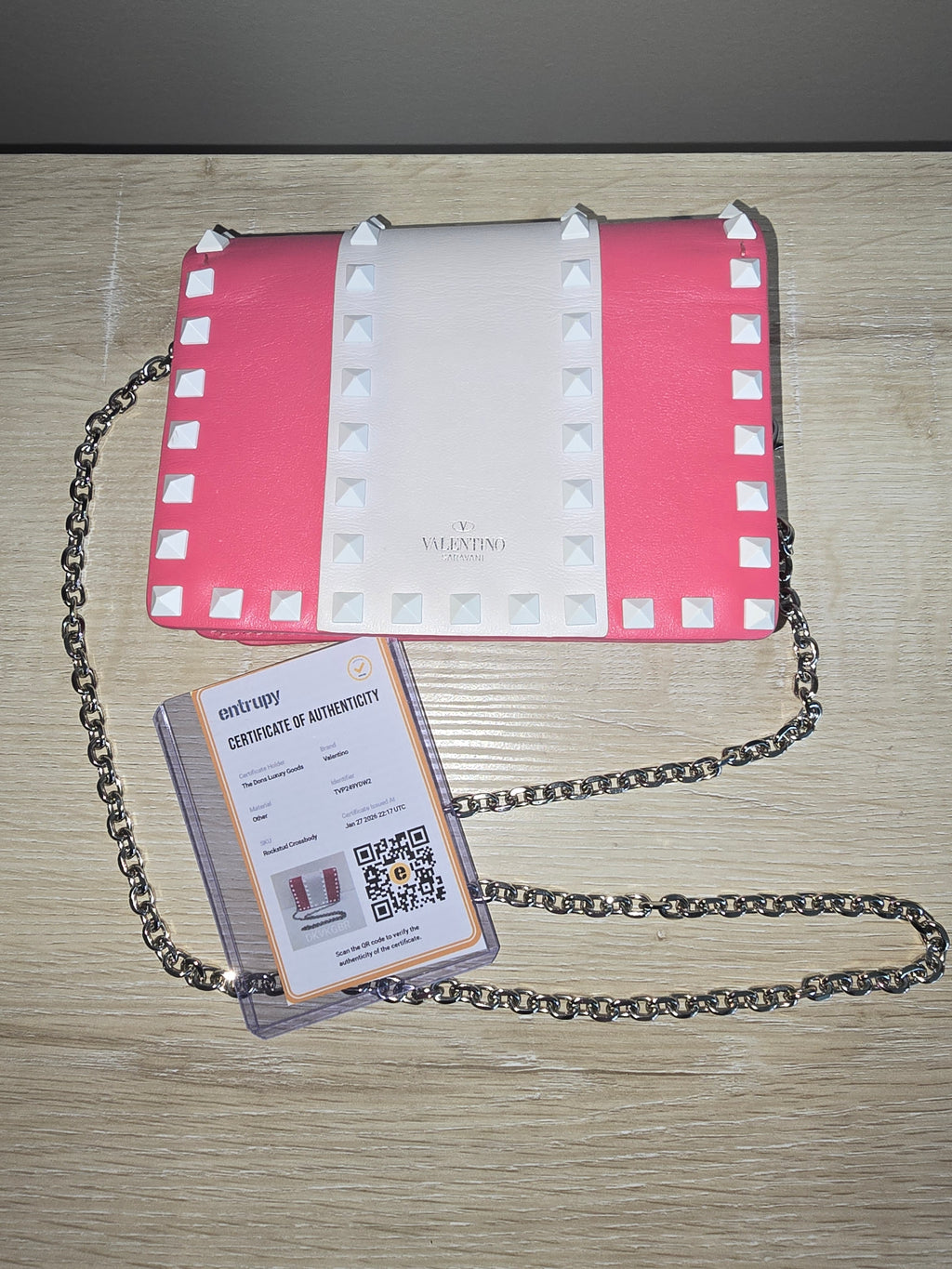 Valentino Garavani Free Rockstud Colorblock Mini Bag — Pink & White