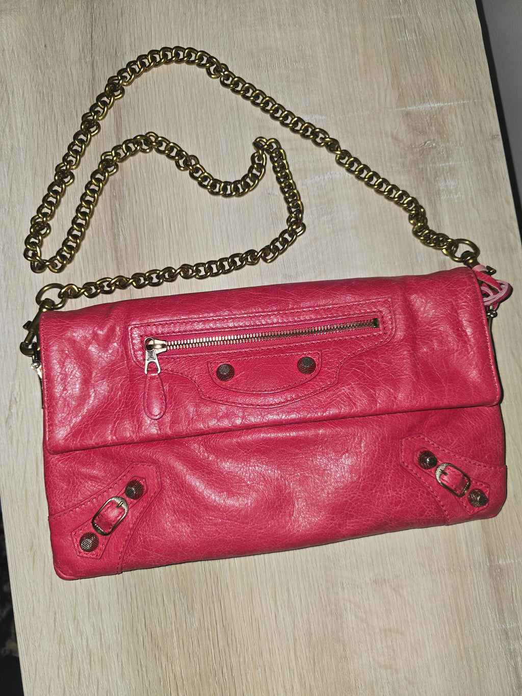 Balenciaga Giant Envelope Clutch — Pink with Gold Hardware