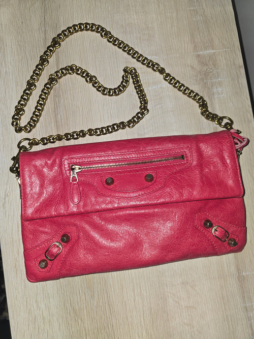 Balenciaga Giant Envelope Clutch — Pink with Gold Hardware