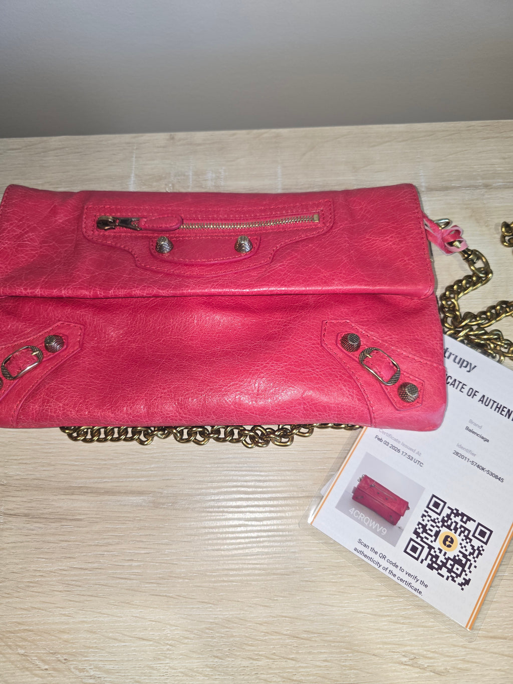 Balenciaga Giant Envelope Clutch — Pink with Gold Hardware