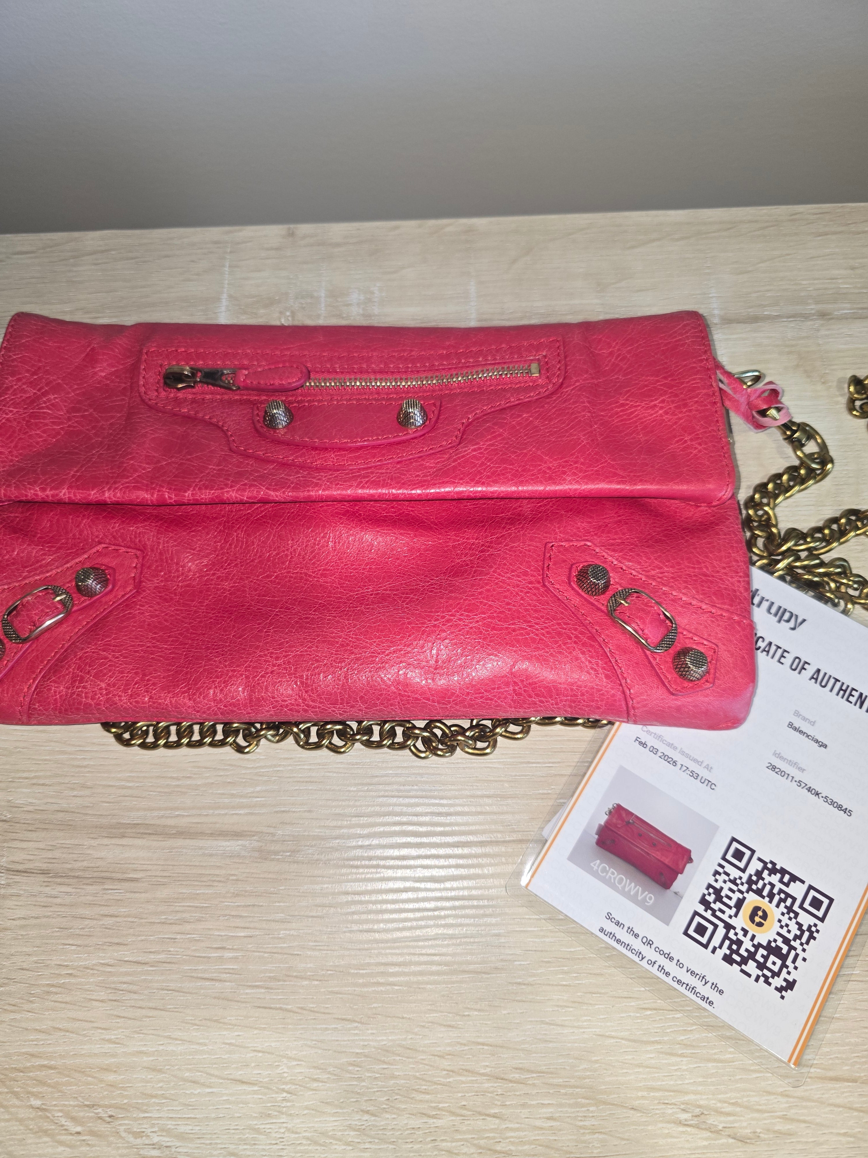 Balenciaga Giant Envelope Clutch — Pink with Gold Hardware