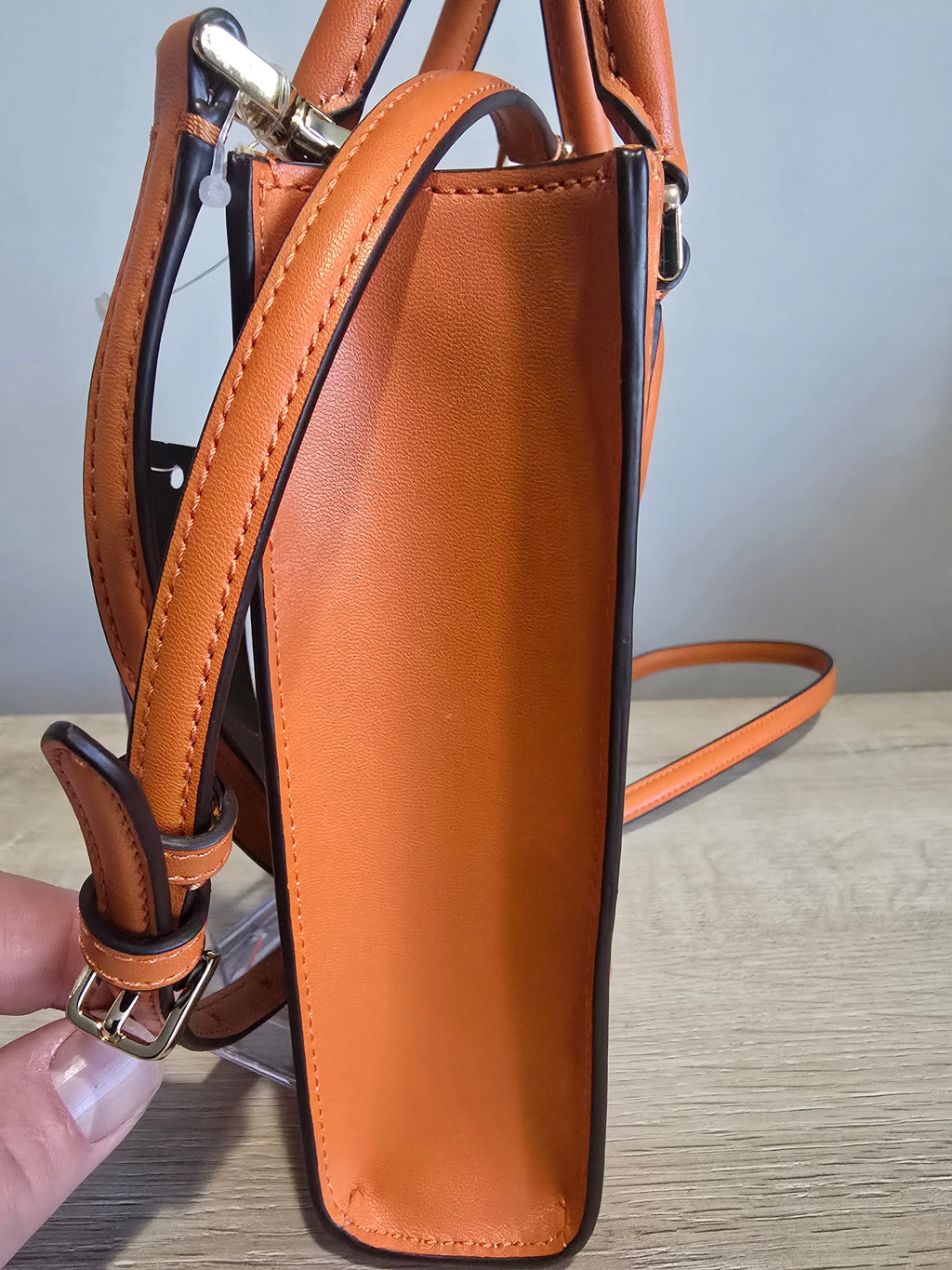 Kate Spade New York Ellie Canvas Mini Tote — Natural Straw with Orange Trim