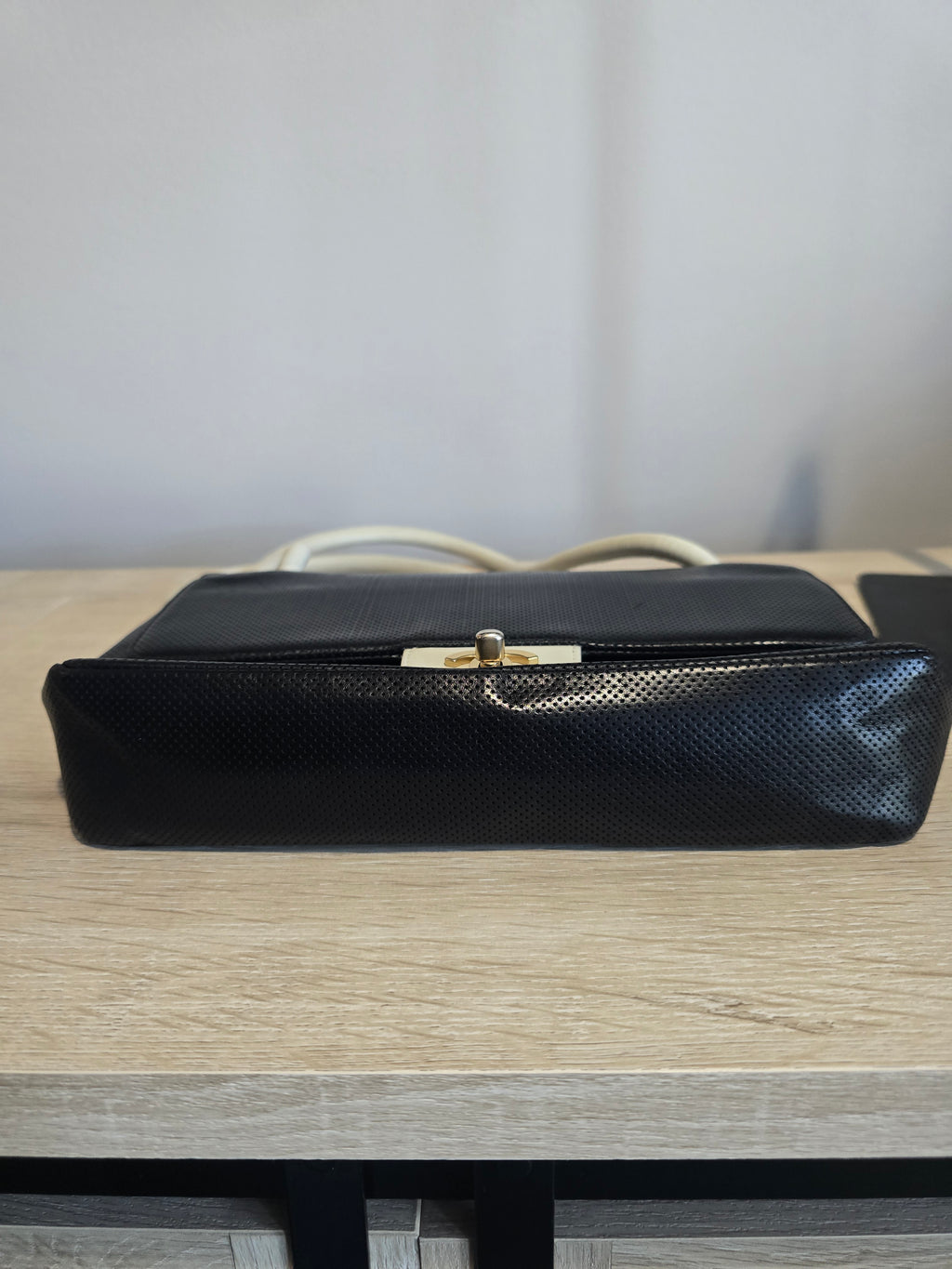 Chanel Vintage Flap Shoulder Bag — Black Perforated Leather