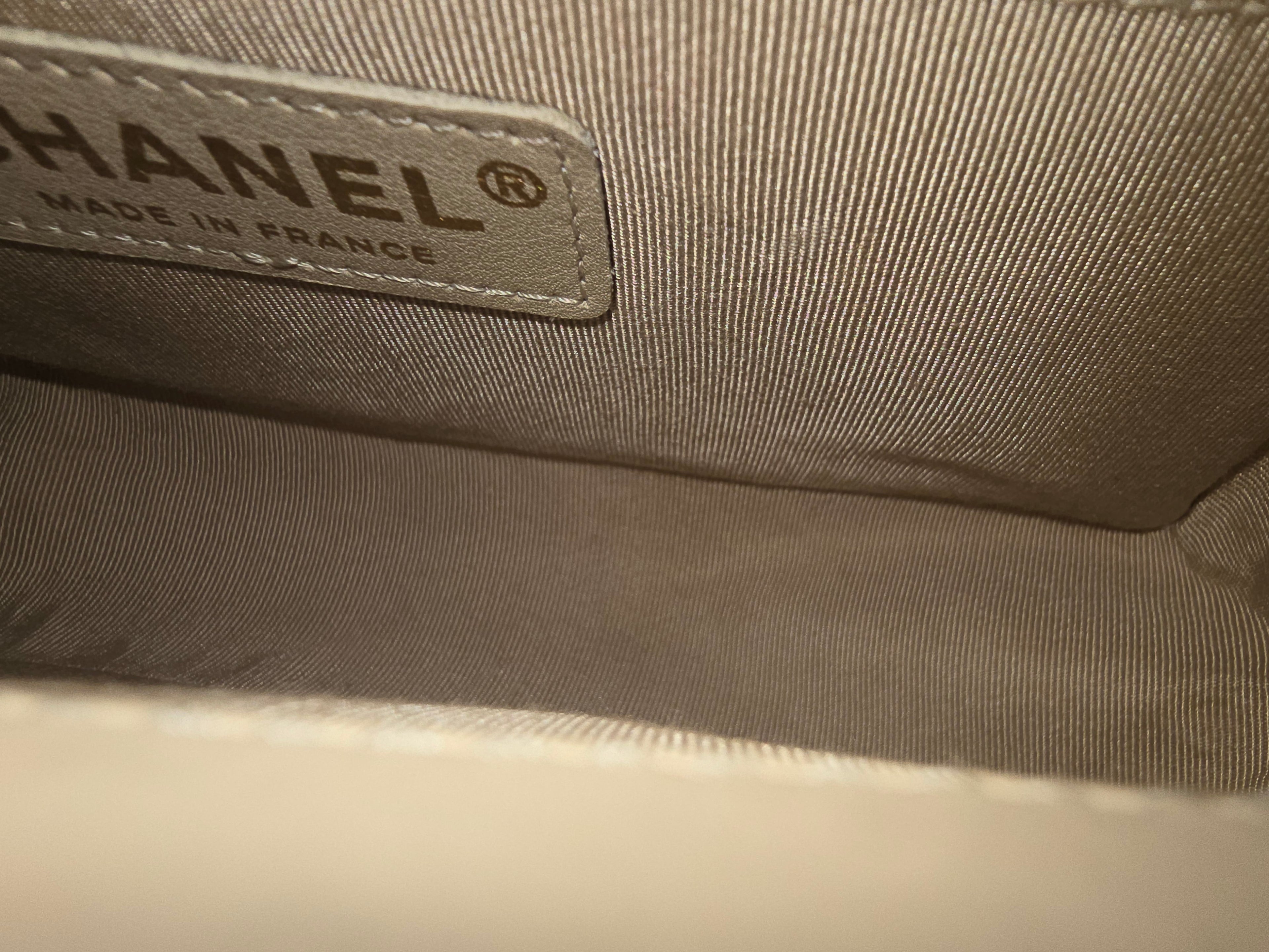 Chanel Small Château Boy Bag — Beige Woven Leather with Gold Hardware