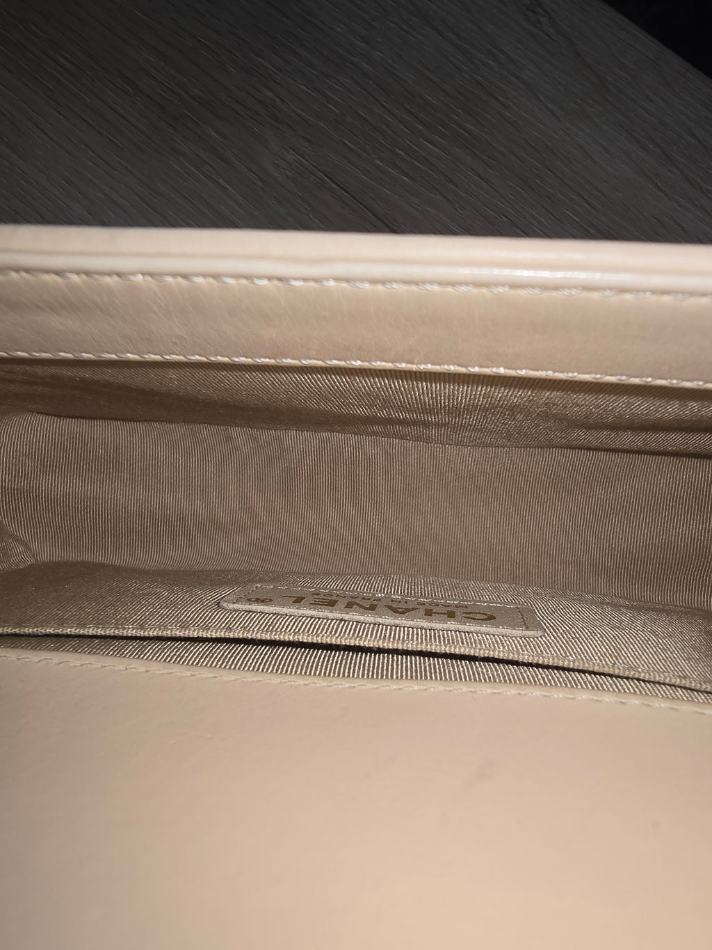 Chanel Small Château Boy Bag — Beige Woven Leather with Gold Hardware