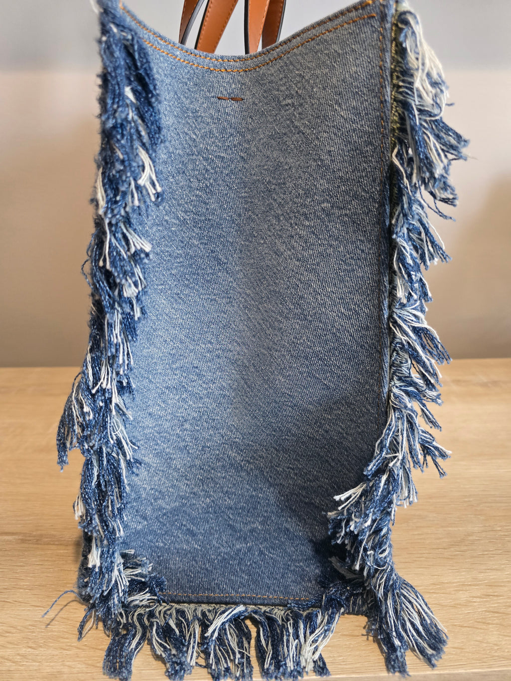 Fendi Sunshine Tote — Denim with Fringe
