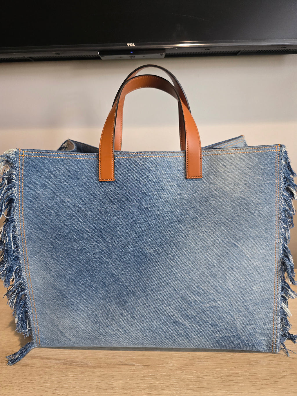 Fendi Sunshine Tote — Denim with Fringe