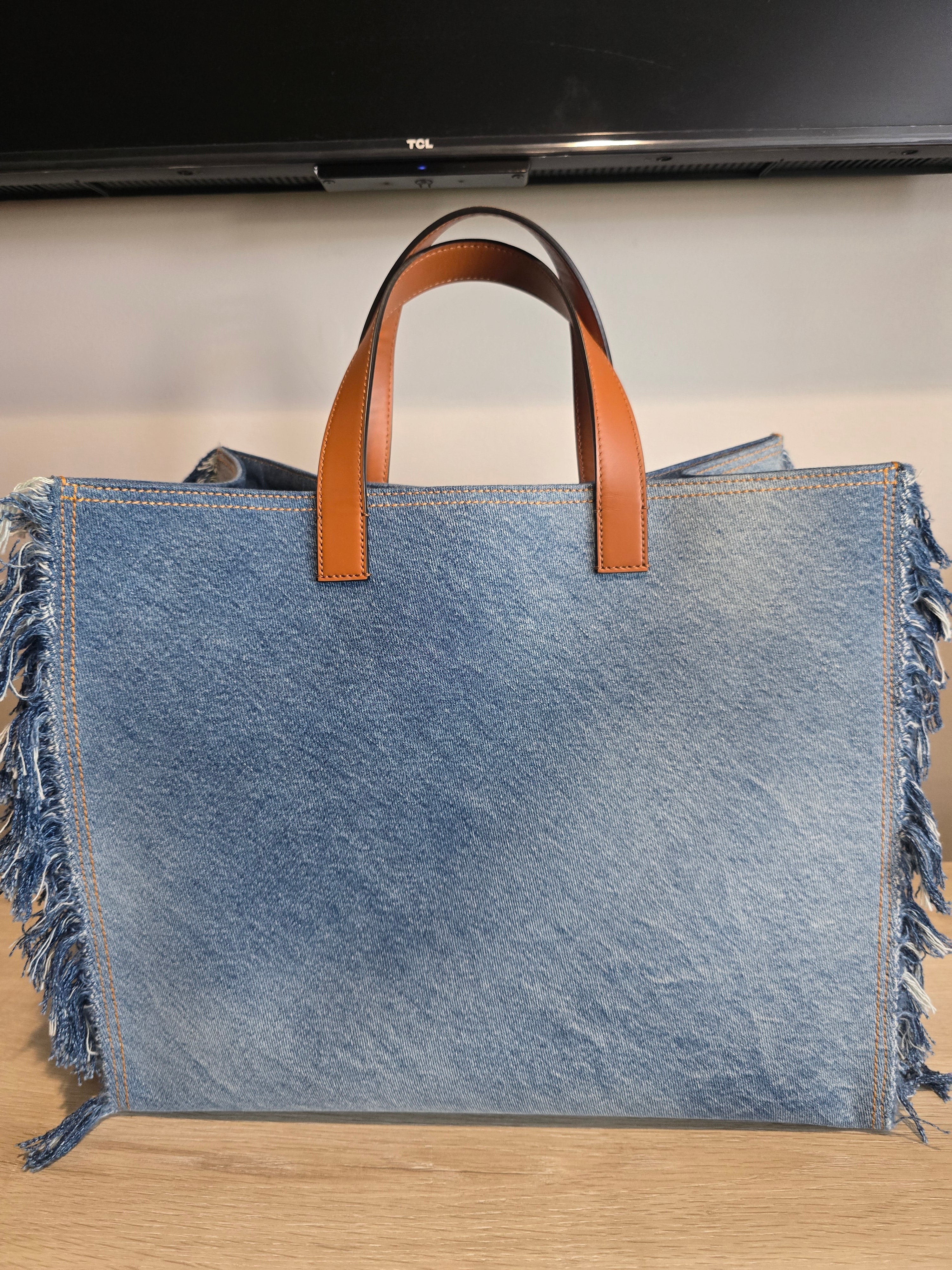Fendi Sunshine Tote — Denim with Fringe