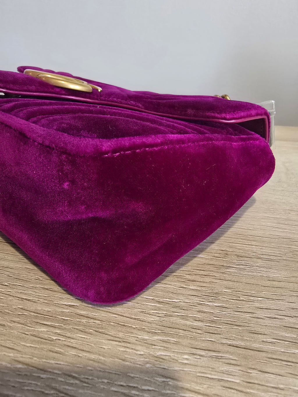 Gucci Velvet Matelassé Medium GG Marmont Shoulder Bag — Violet Cyclamen
