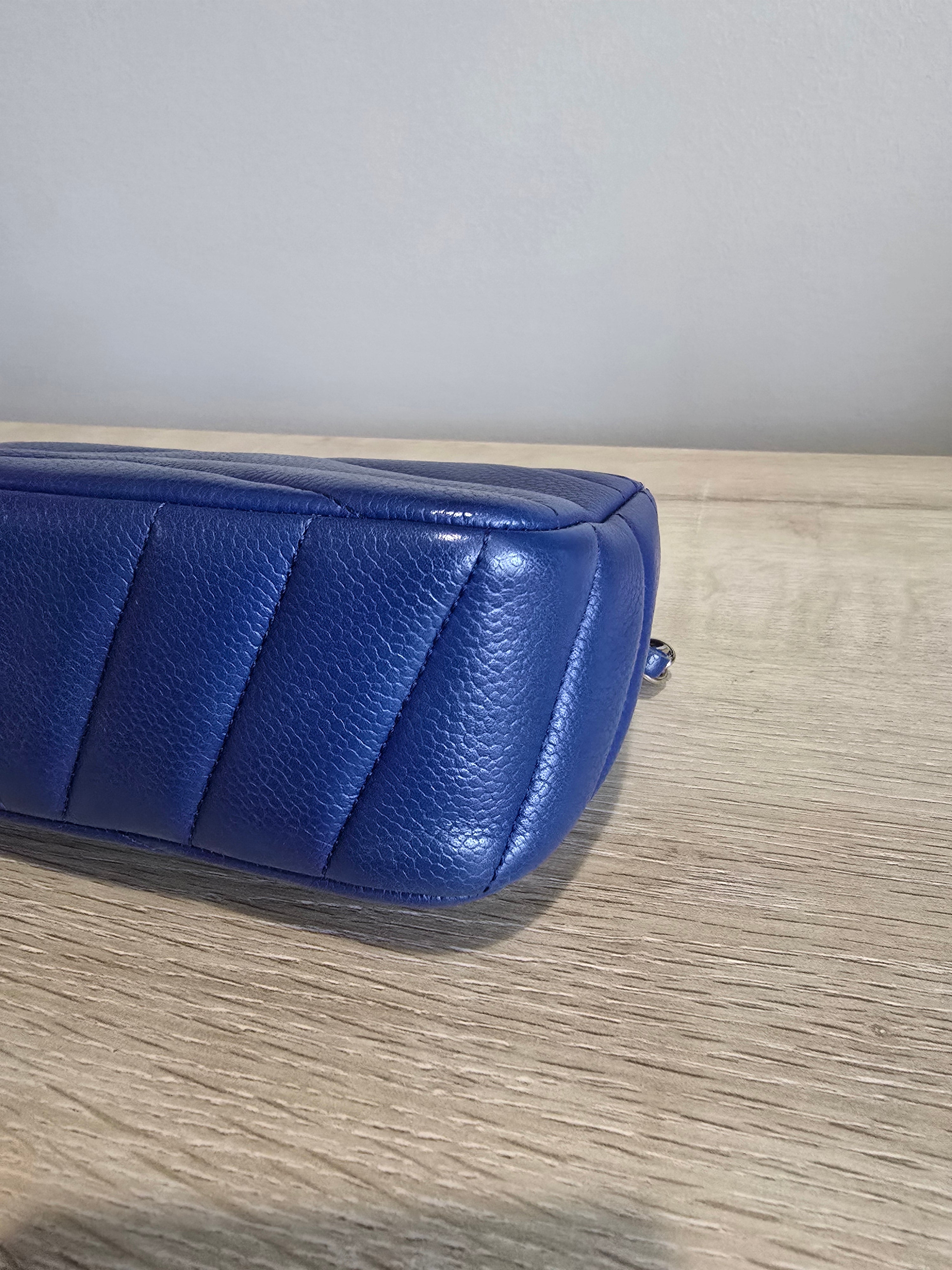 Chanel Classic Mini Flap Bag — Blue Chevron Quilted Lambskin