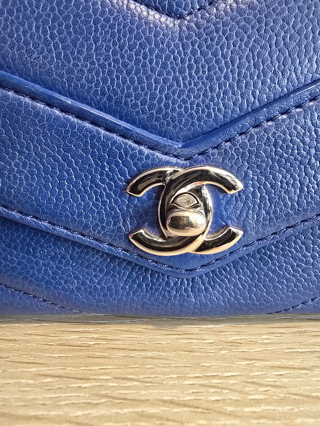 Chanel Classic Mini Flap Bag — Blue Chevron Quilted Lambskin