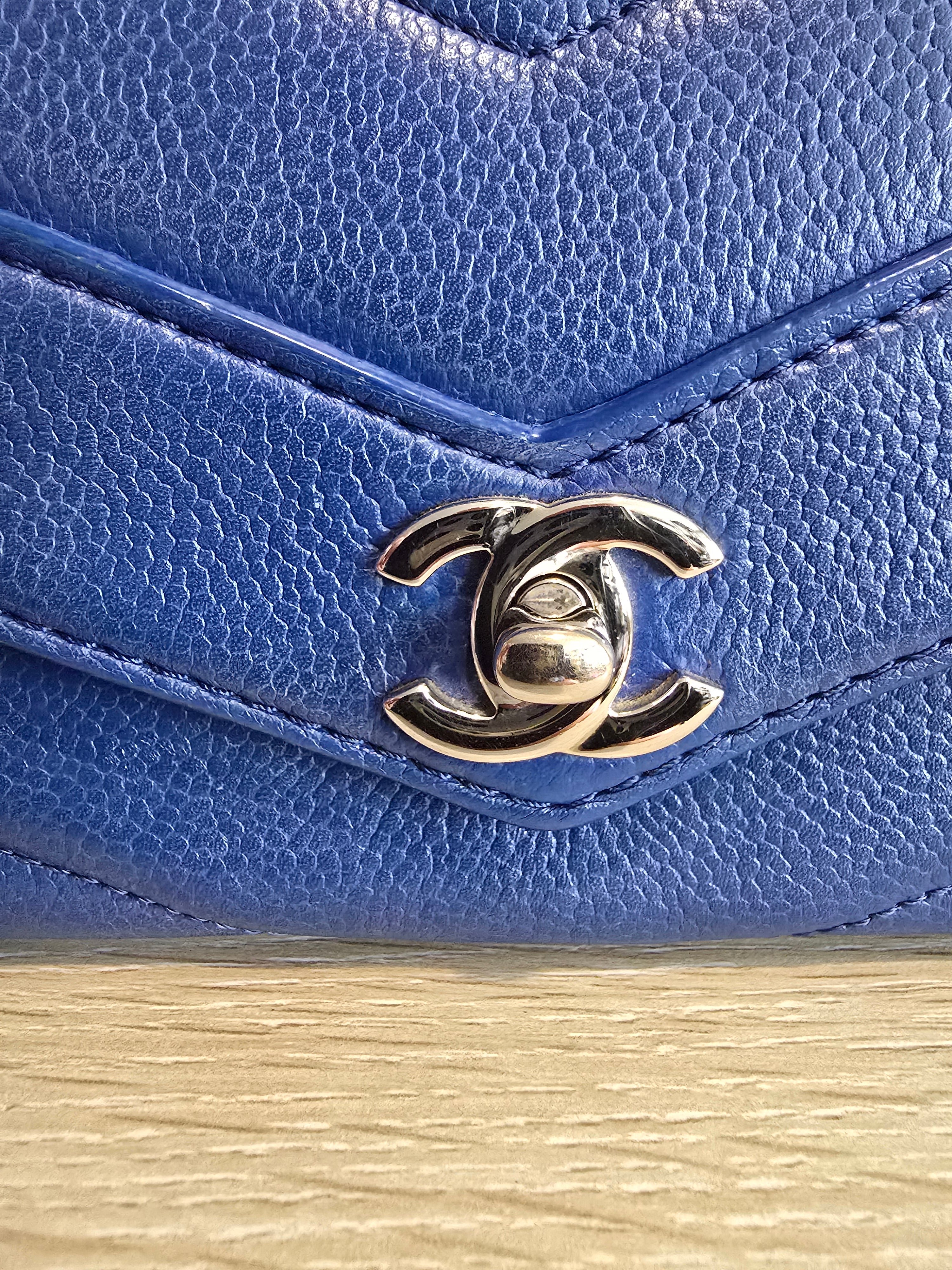Chanel Classic Mini Flap Bag — Blue Chevron Quilted Lambskin