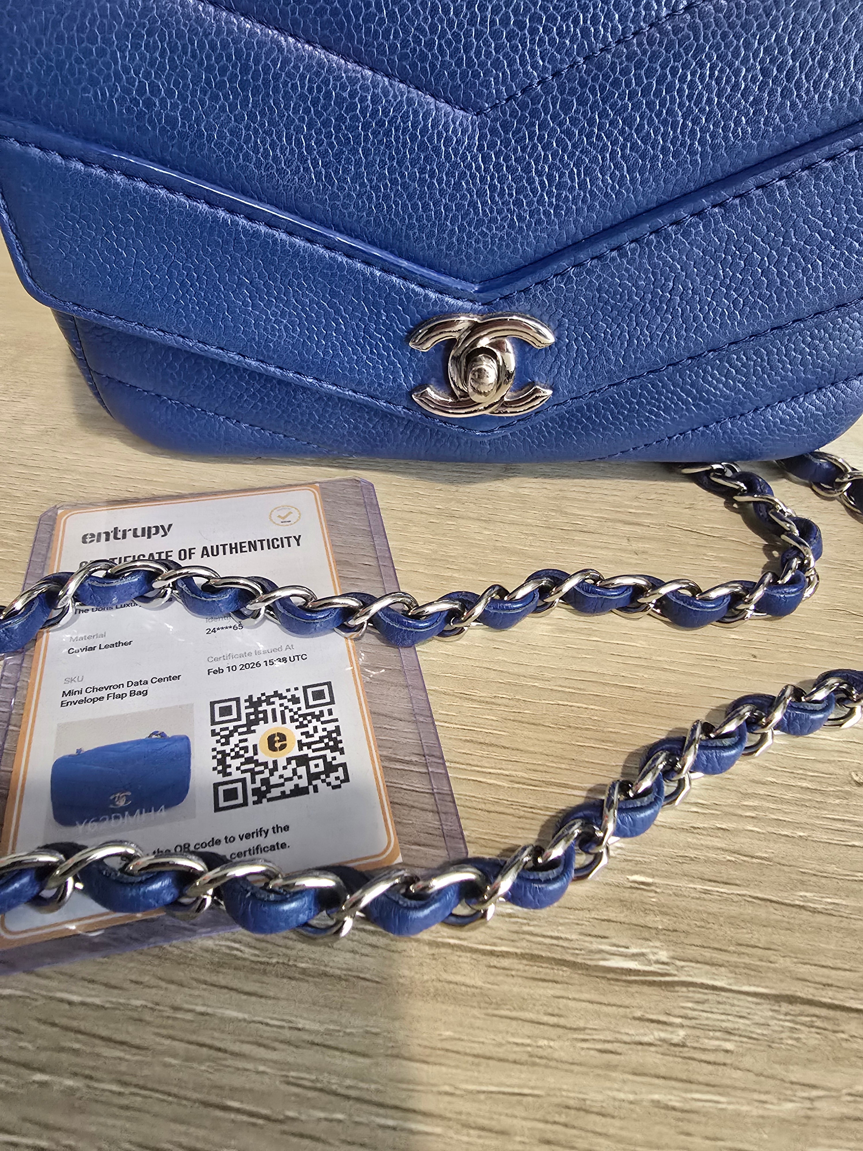 Chanel Classic Mini Flap Bag — Blue Chevron Quilted Lambskin