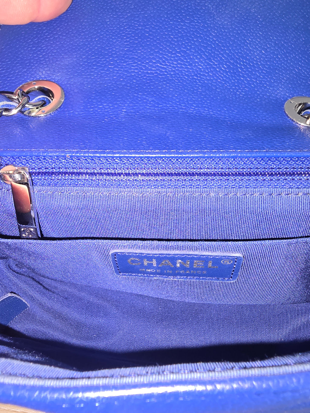 Chanel Classic Mini Flap Bag — Blue Chevron Quilted Lambskin