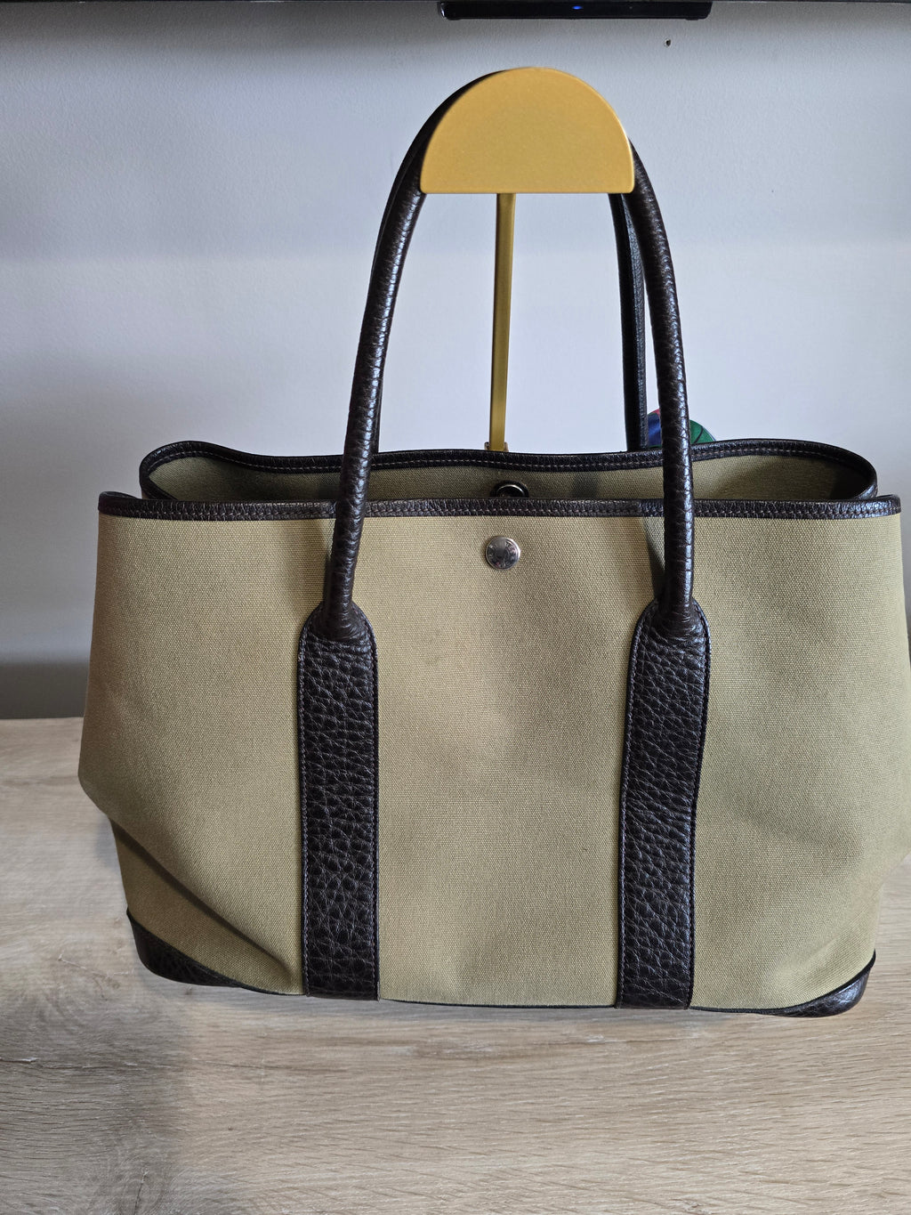 Hermès Garden Party 36 Olive Green Dark Brown