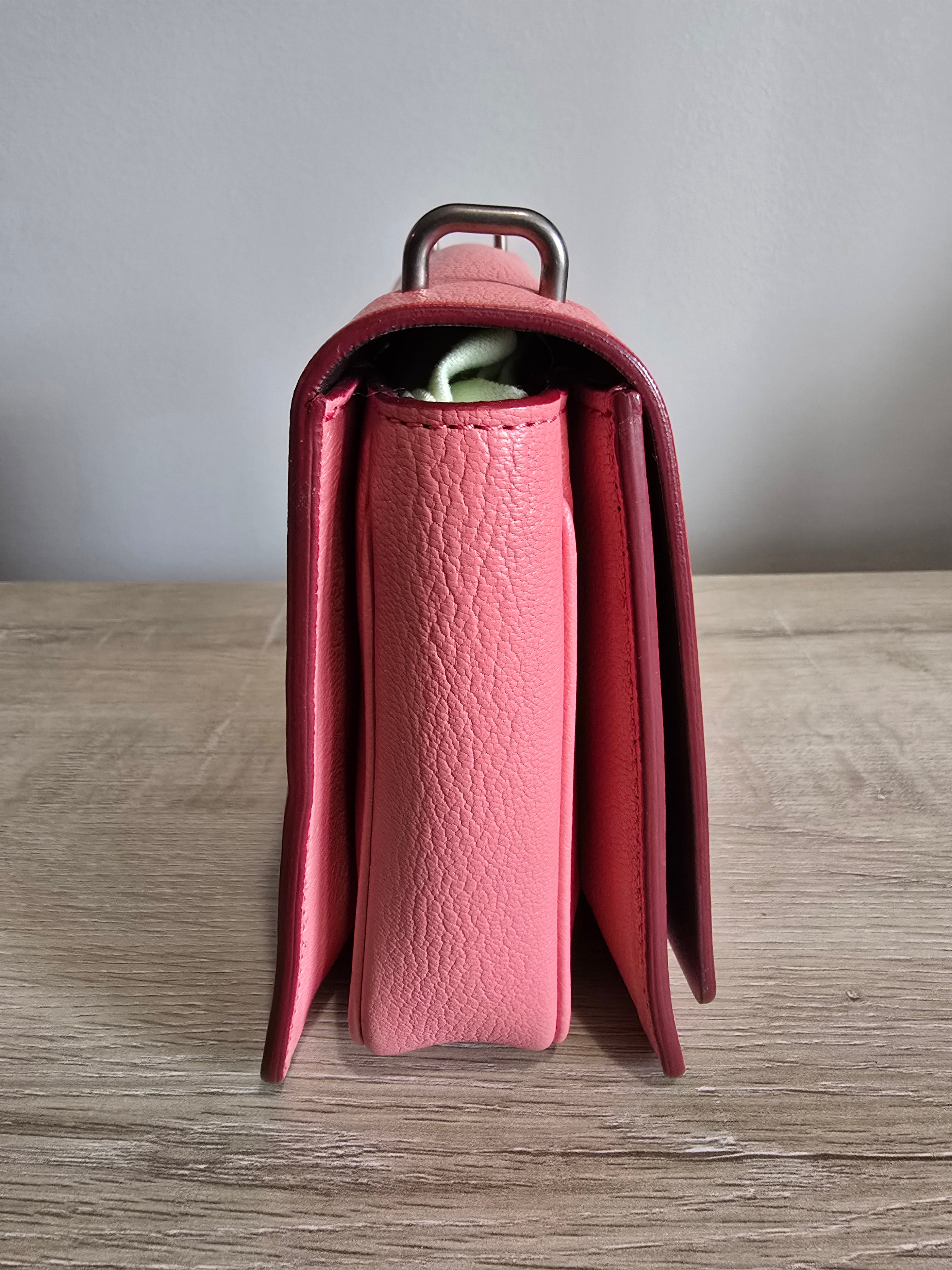 Burberry Small D Ring Crossbody — Coral Pink Pebbled Leather