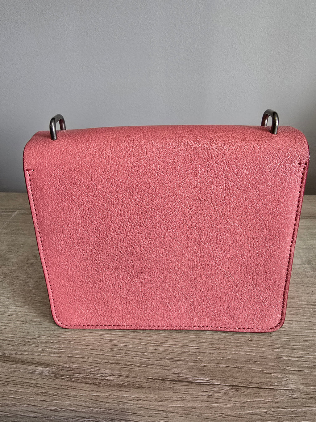 Burberry Small D Ring Crossbody — Coral Pink Pebbled Leather