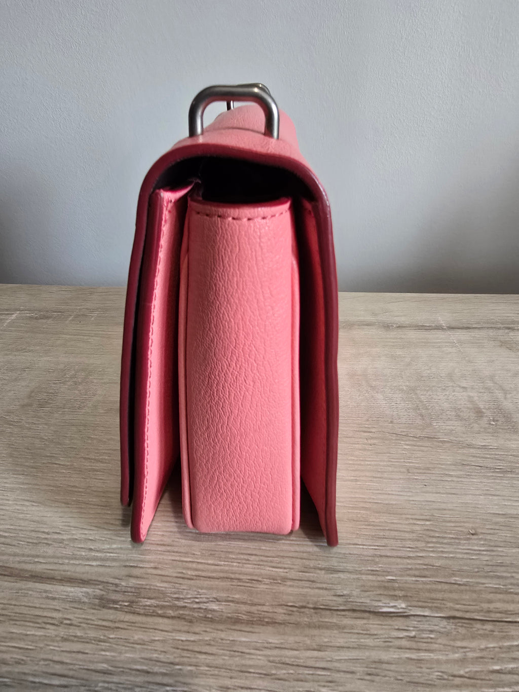 Burberry Small D Ring Crossbody — Coral Pink Pebbled Leather