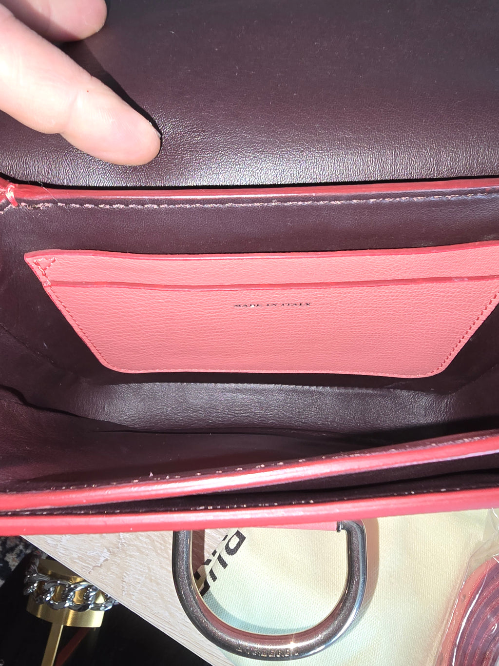 Burberry Small D Ring Crossbody — Coral Pink Pebbled Leather