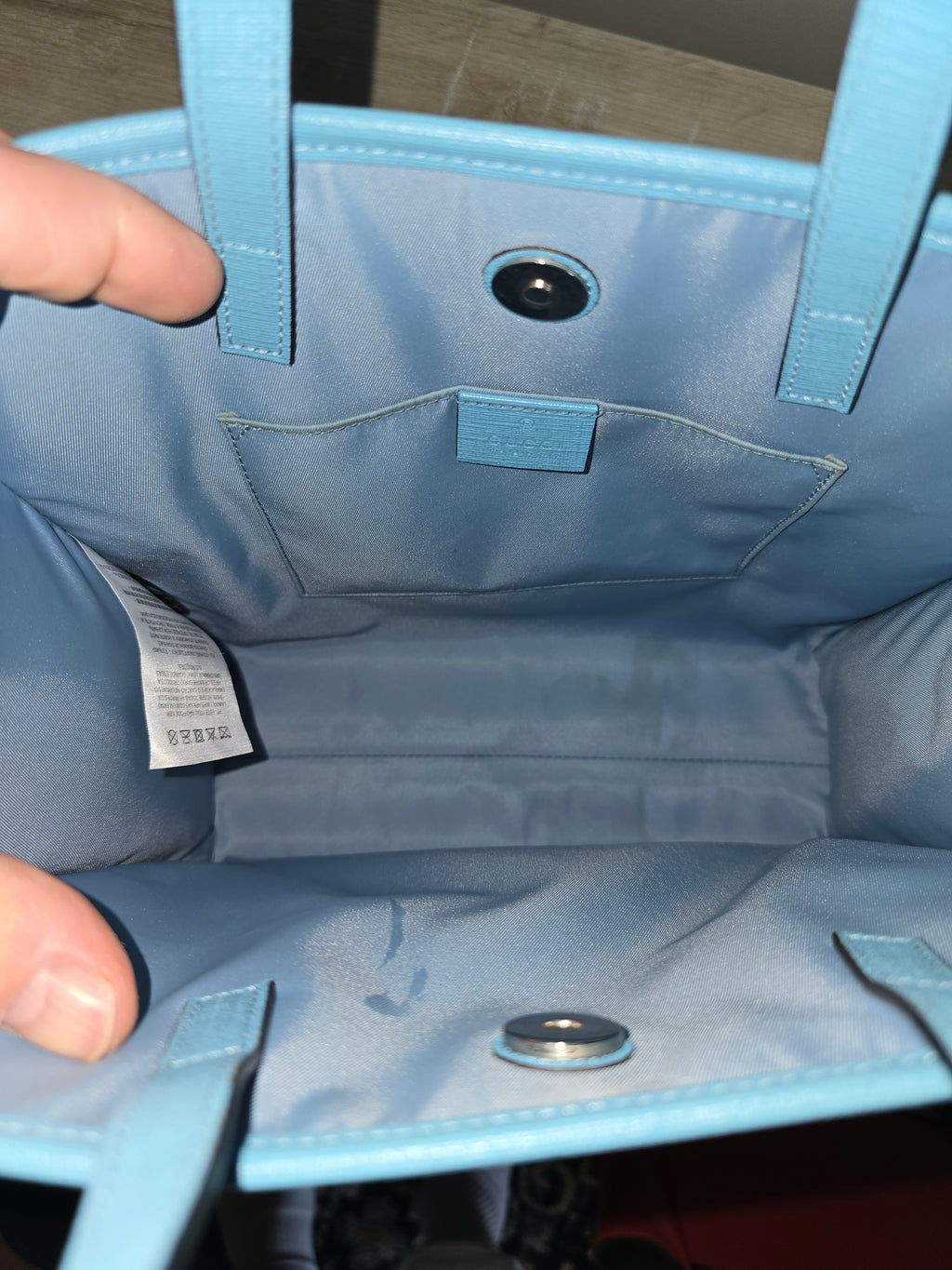 Gucci Star Print GG Canvas Tote — Light Blue Trim