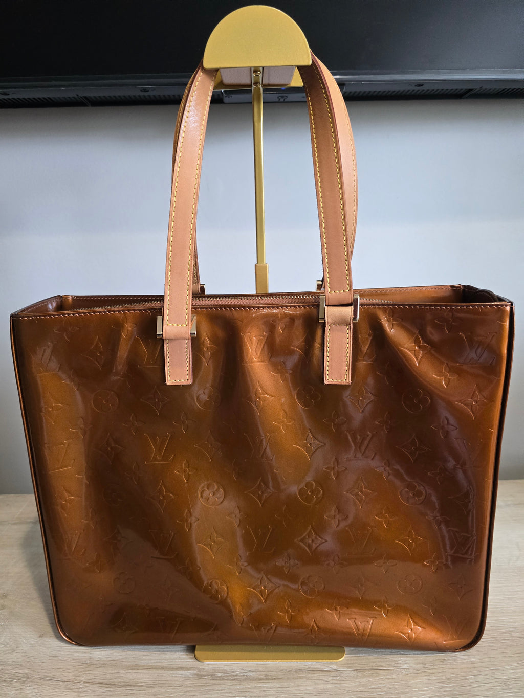 Louis Vuitton Monogram Vernis Columbus Tote — Copper/Brown