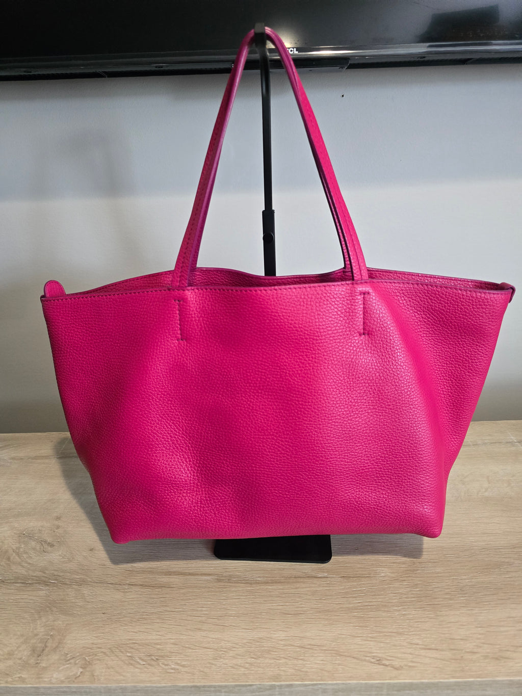 Salvatore Ferragamo Pebbled Calfskin Leather Tote — Pink